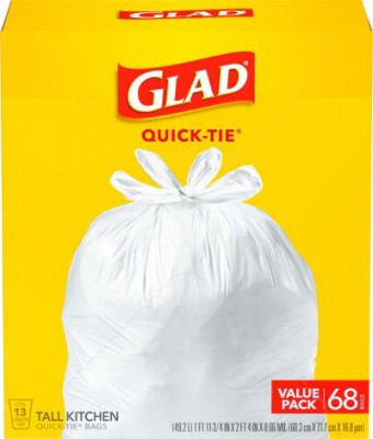Tall Kitchen Garbage Bags, White, Quick Tie, 13 Gallon, 68-Ct. – 22435