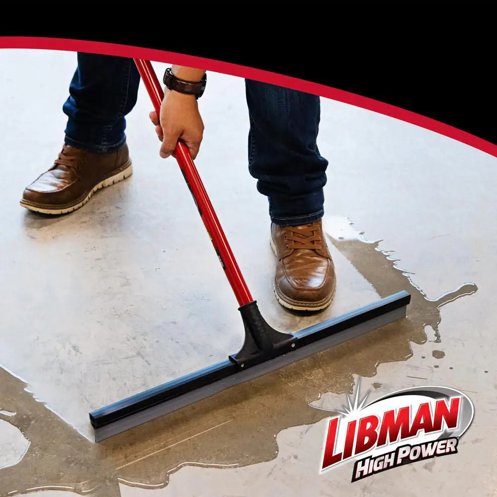 24 In. PVC High Power Multi-Surface Rubber Floor Squeegee with 60 In. Steel Hand
