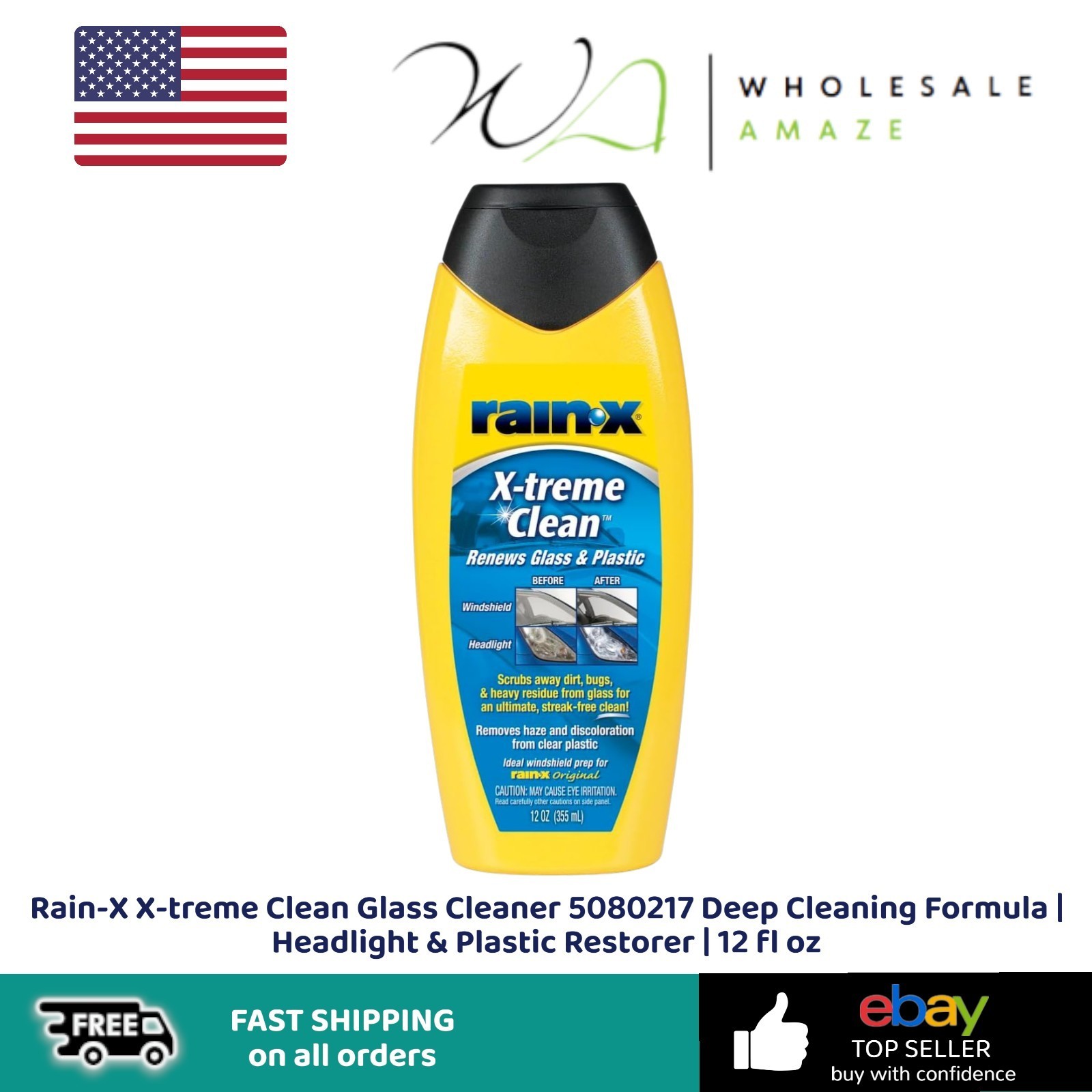 Rain-X X-treme Clean Glass Cleaner 5080217 Deep Cleaning Formula | Headlight