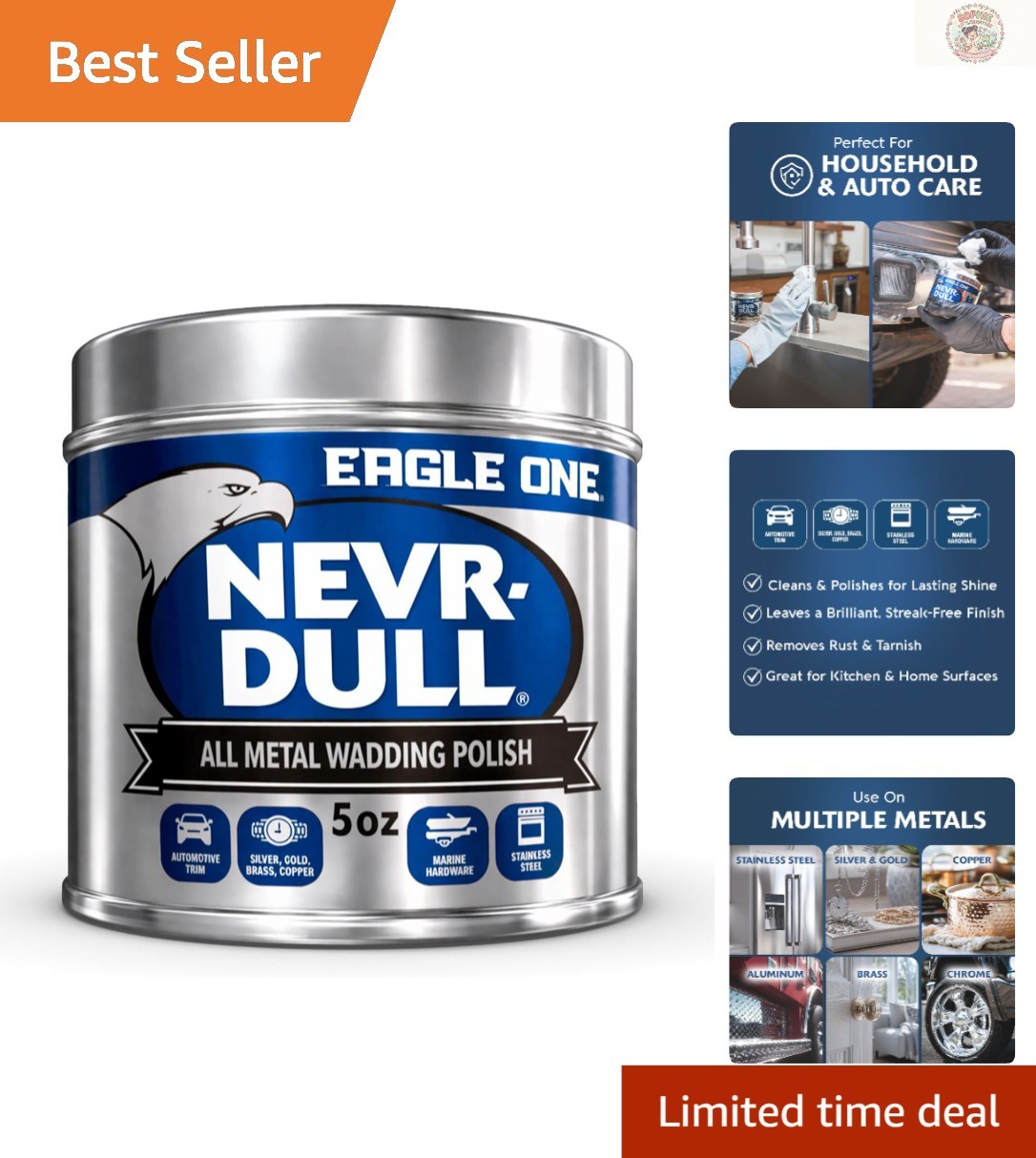 Restorative 5 oz Nevr Dull All Metal Wadding Polish for Indoor & Outdoor Use