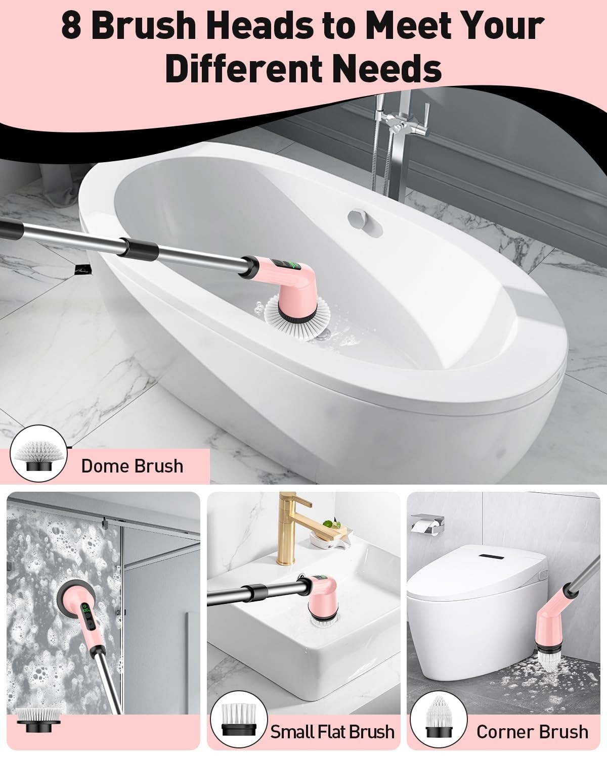 Electric Spin Scrubber for Cleaning Bathroom, Shower Scrubber Cordless Cleani…