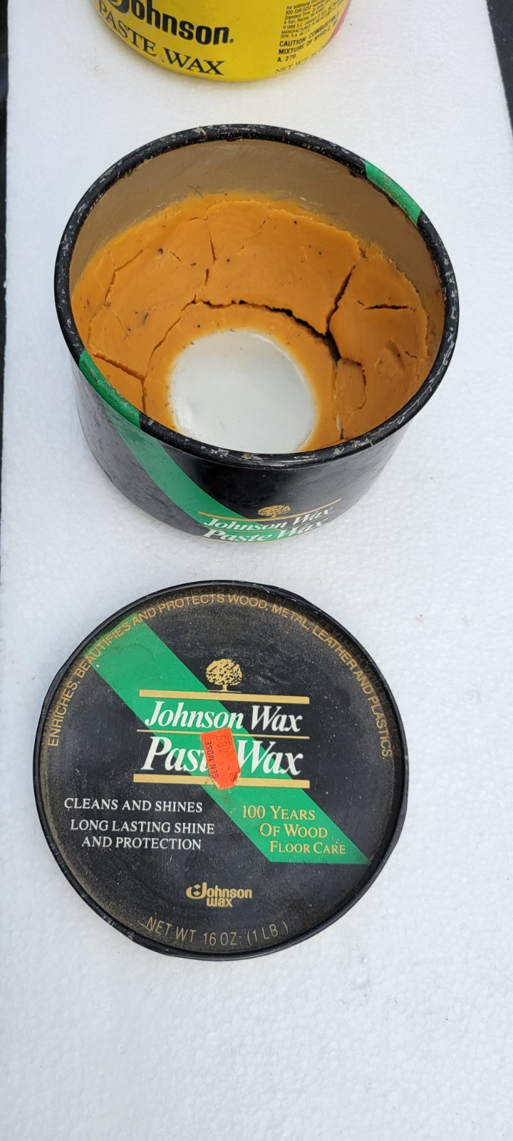 2 partial cans SC Johnson Paste Wax 16 Oz Orig. Formula Approx 35% Full Total