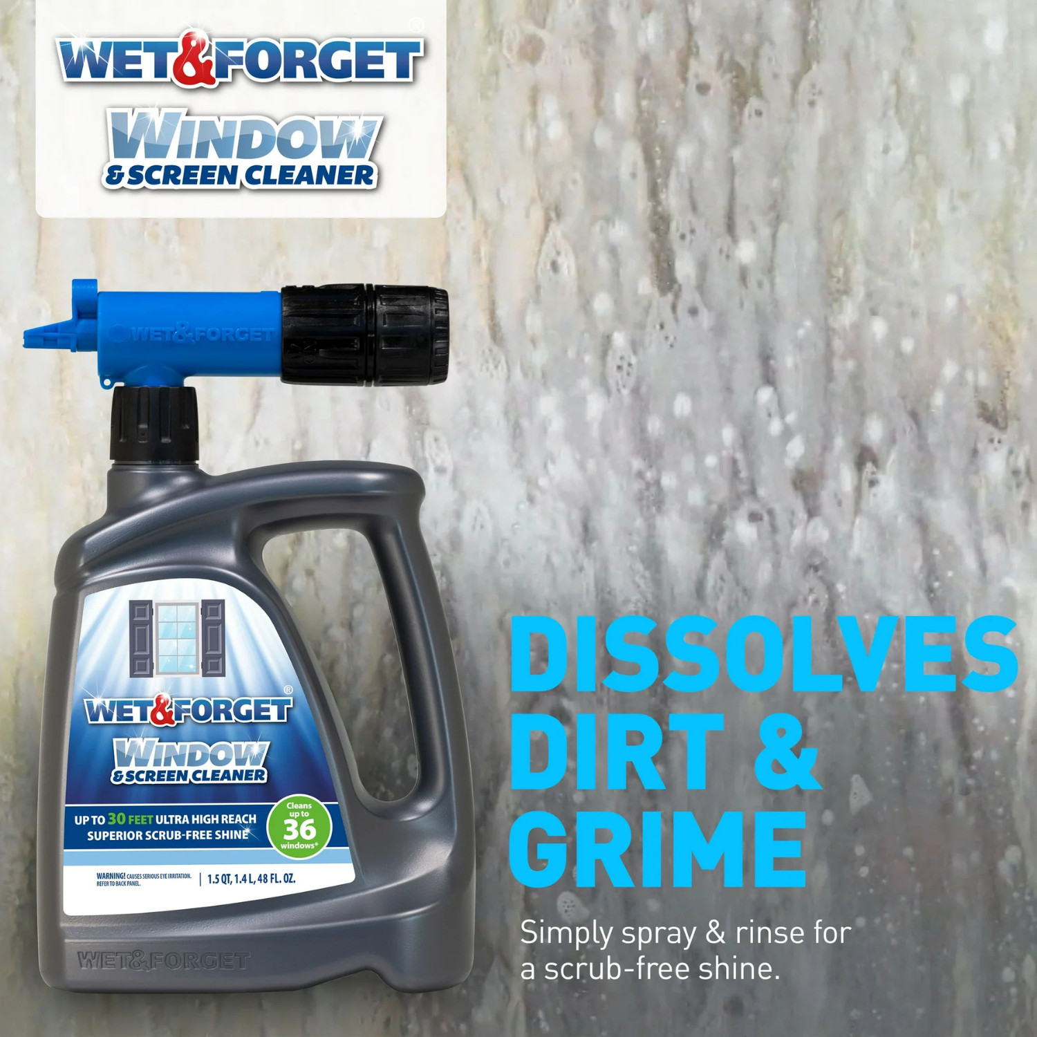 Wet & Forget Outdoor Window and Screen Cleaner Spray, 48 fl oz