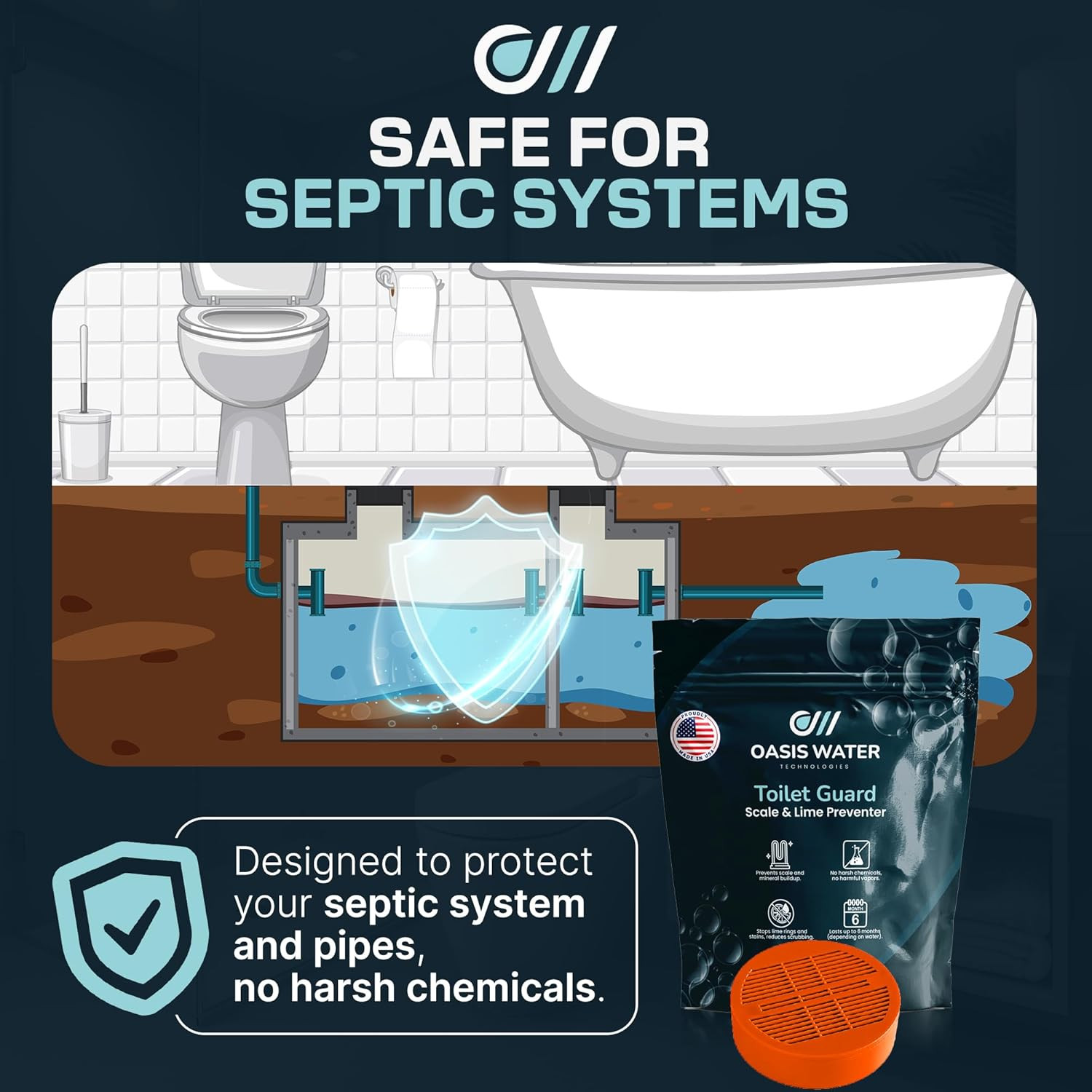 Toilet Guard Drop-In Tank Tablet (1 Tablet) | up to 180-Day Performance | Helps