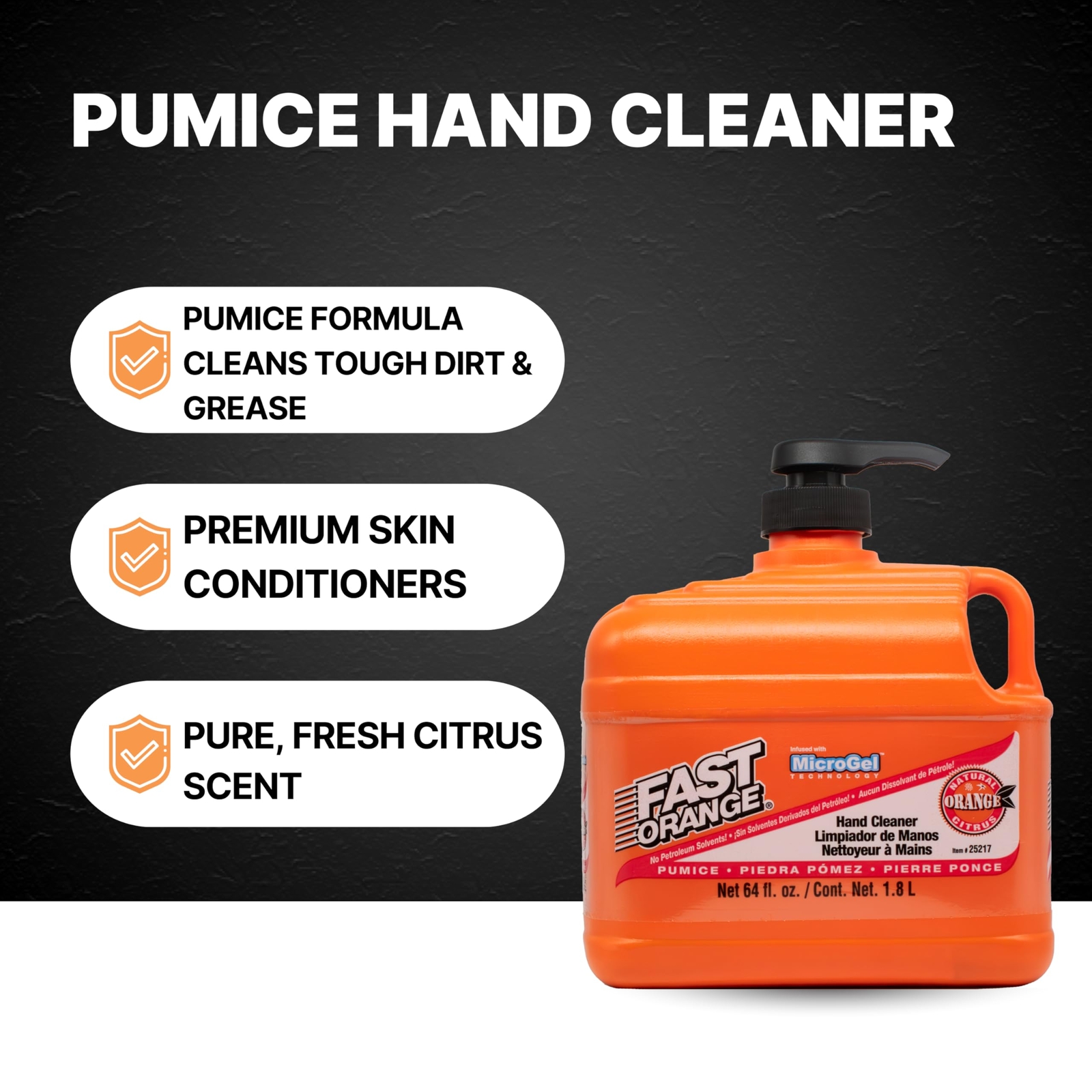 Fast Orange Permatex 25217 Pumice Lotion, Heavy Duty Hand Cleaner,Natural Citrus