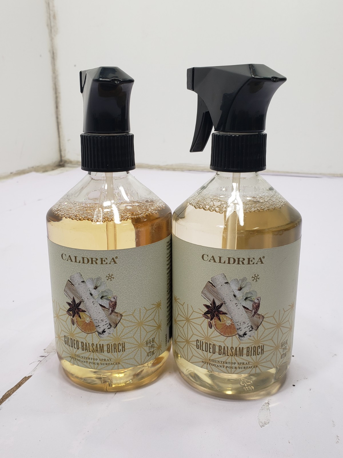 Lot Of 2 Caldrea Gilded Balsam Birch Countertop Spray 16 Fl Oz Scent No 27