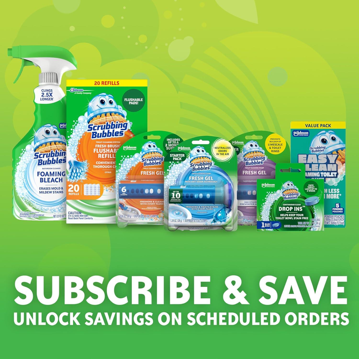 Scrubbing Bubbles Fresh Gel Toilet Bowl Cleaning Stamps Refills, Helps Keep Toil