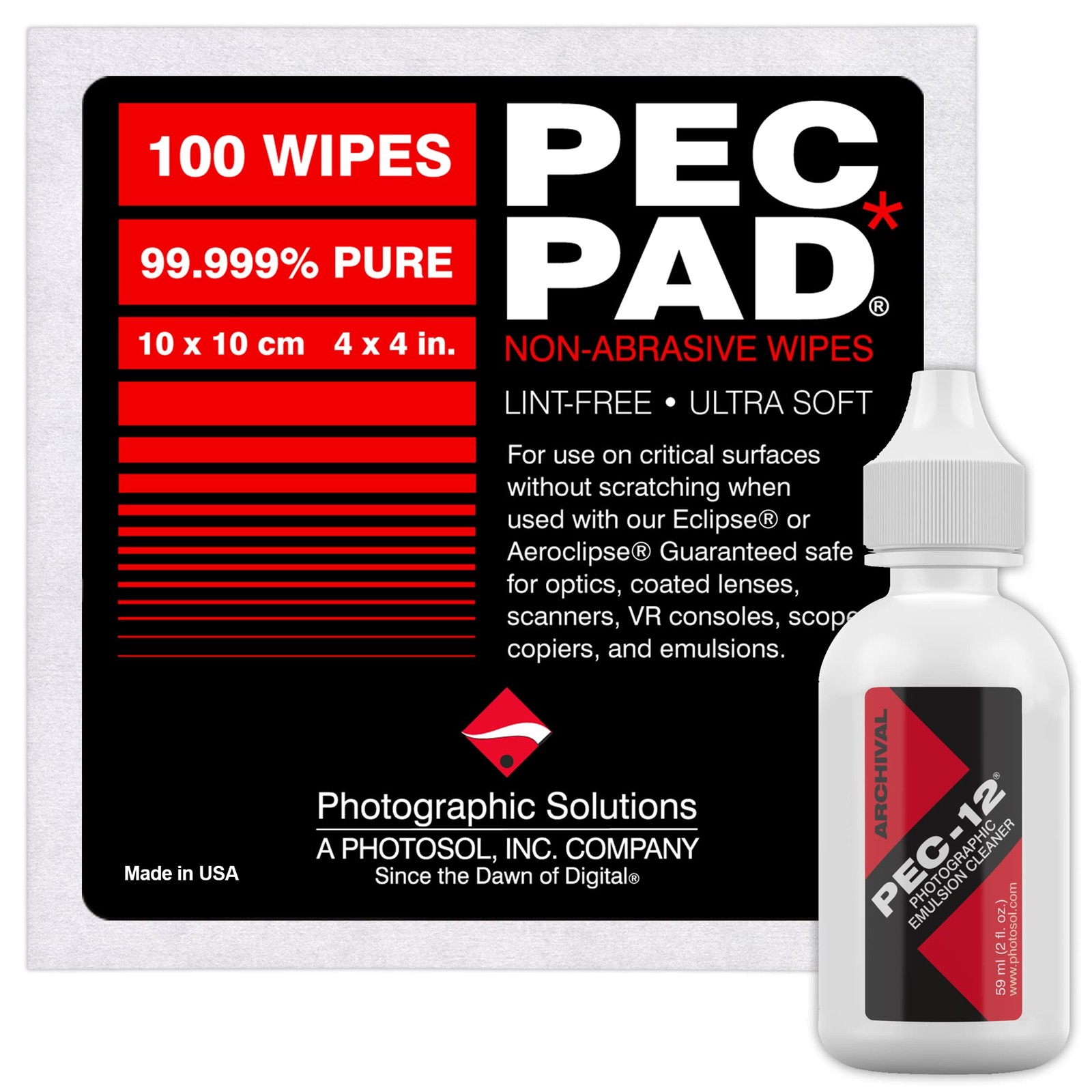 PEC12 Photographic Emulsion Cleaner Kit and PECPAD Lint Free NonAbrasive Wipe…