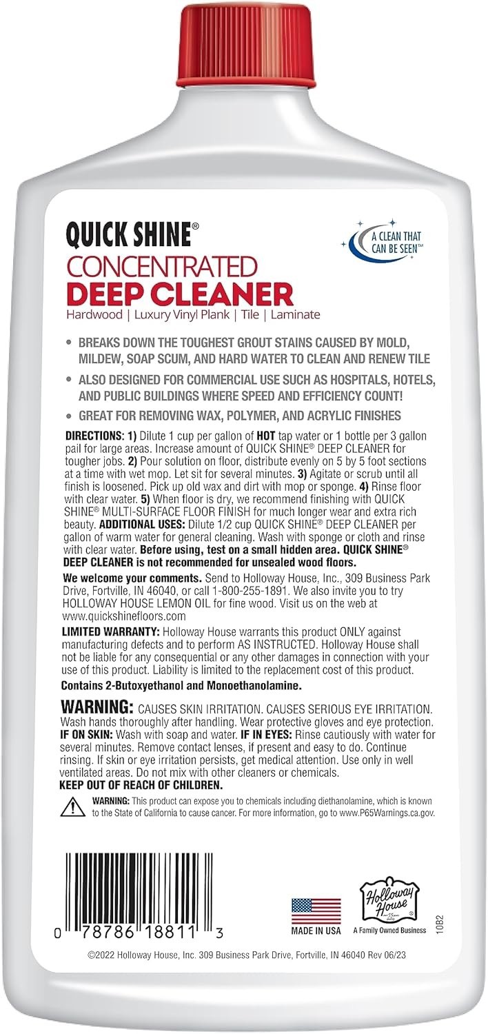 Quick Shine Multi Surface Deep Floor Cleaner and Wax Remover 27Fl oz,Pack of …