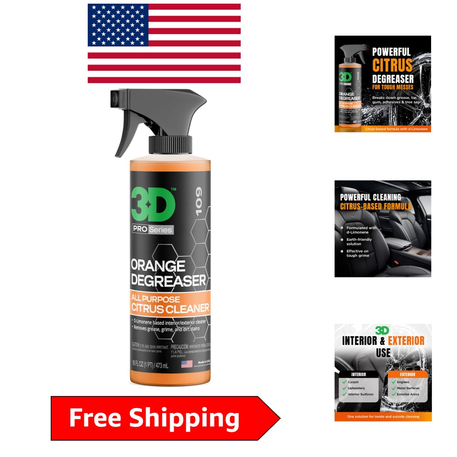 Citrus-Based Orange Degreaser – Powerful Eco-Friendly Car Cleaner 16 Fl Oz