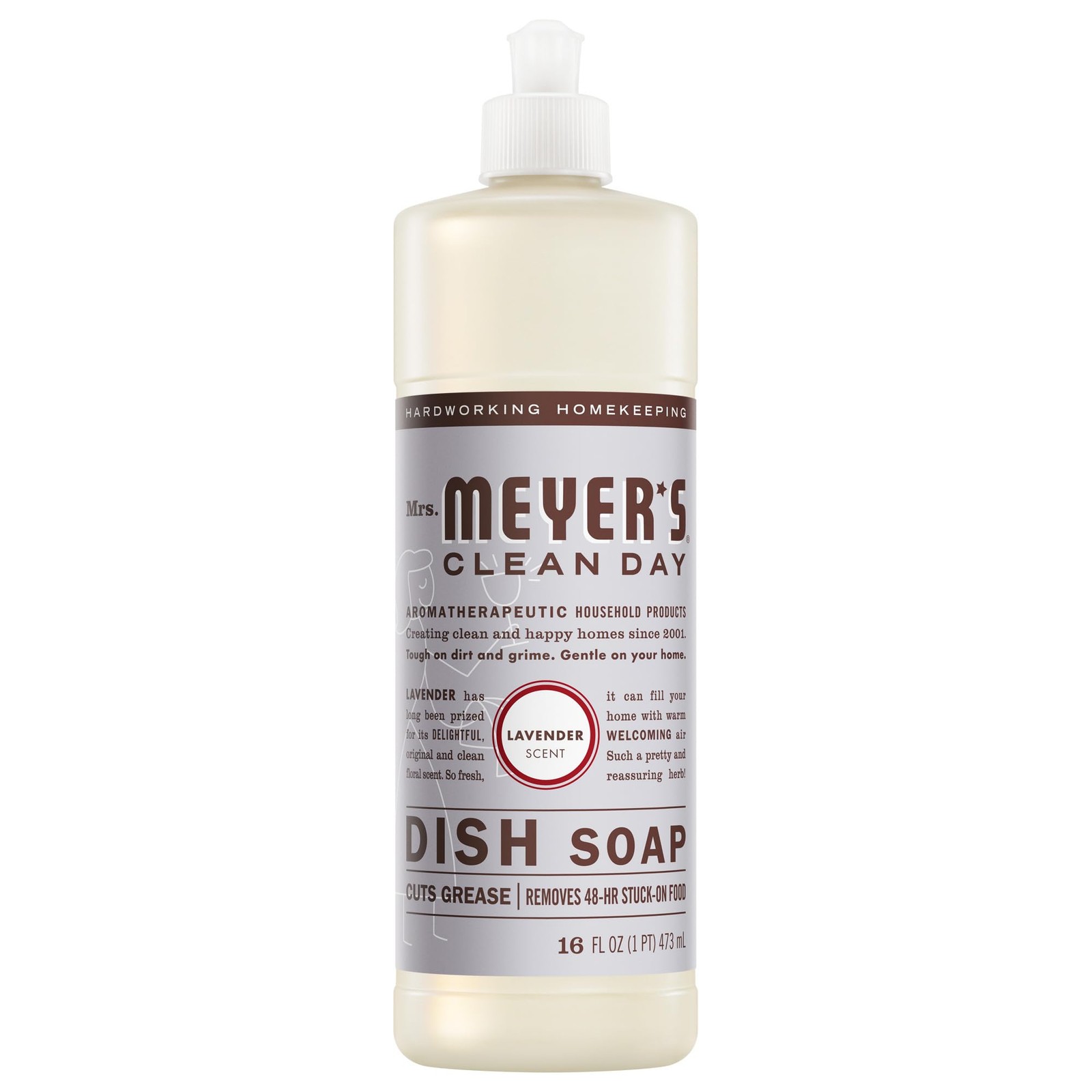 MRS. MEYER’S CLEAN DAY Liquid Dish Soap, Cruelty Free Formula, Lavender Scent