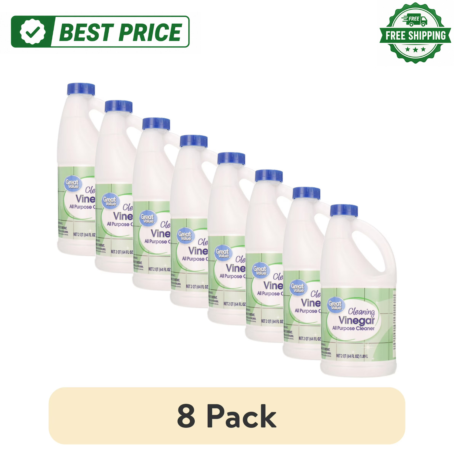(8 pack) Great Value All Purpose Vinegar Cleaning Solution, 64 Fluid Ounces