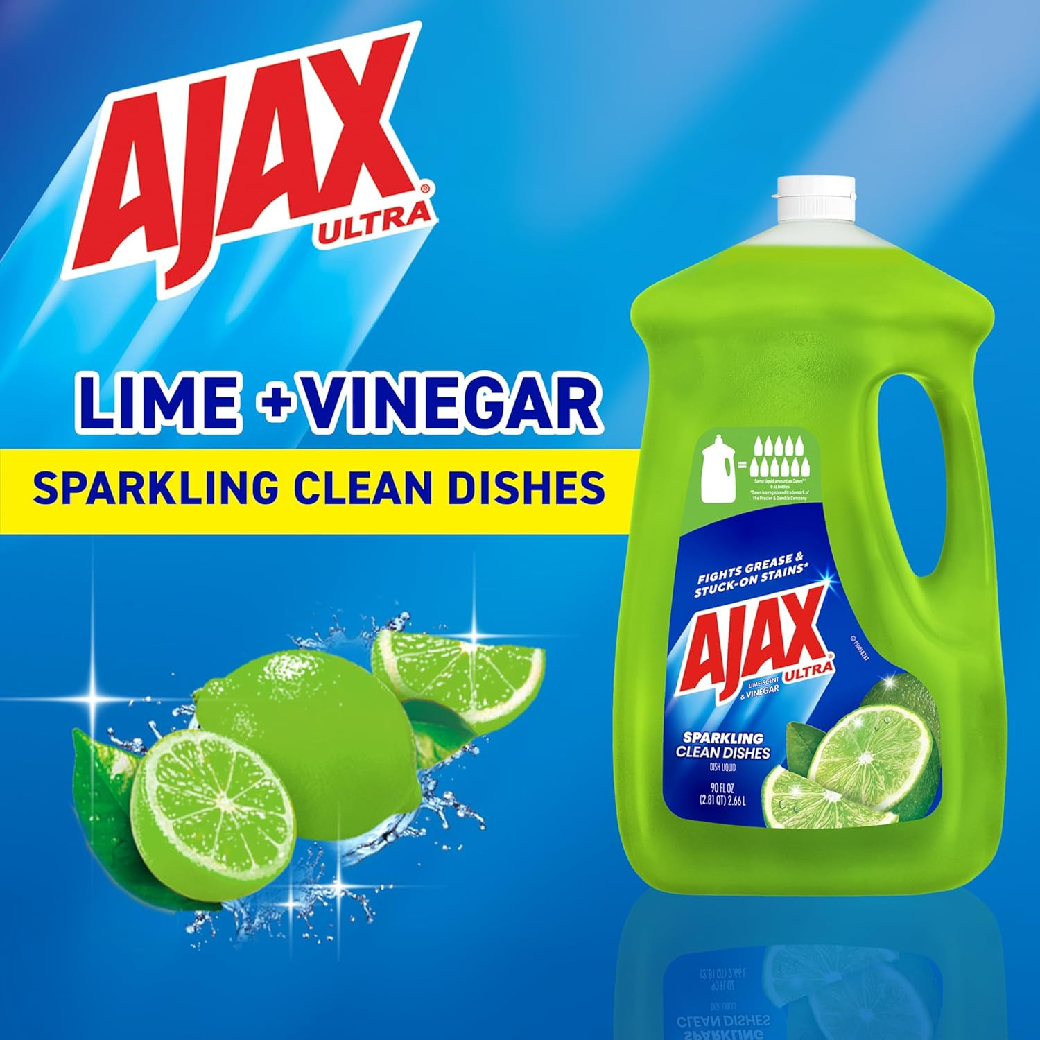 Ajax Ultra Dishwashing Liquid Dish Soap Refill, Vinegar and Lime Scent, 90 Fluid