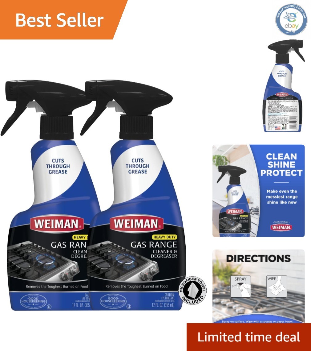 Effortless Citrus Gas Range Cleaner & Degreaser – 2 Pack, 24oz with Bonus Towel