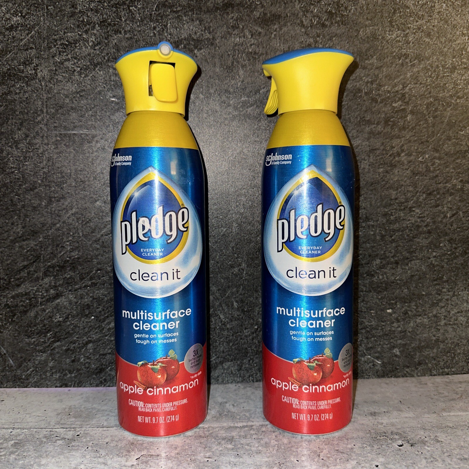 2 Lot PLEDGE MULTI-SURFACE CLEANER Apple Cinnamon Scent 9.7 OZ. (RARE)