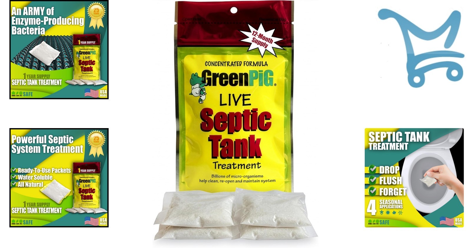 Septic Tank Enzyme Treatment Packets 1- Supply Prevent Clogs Odors