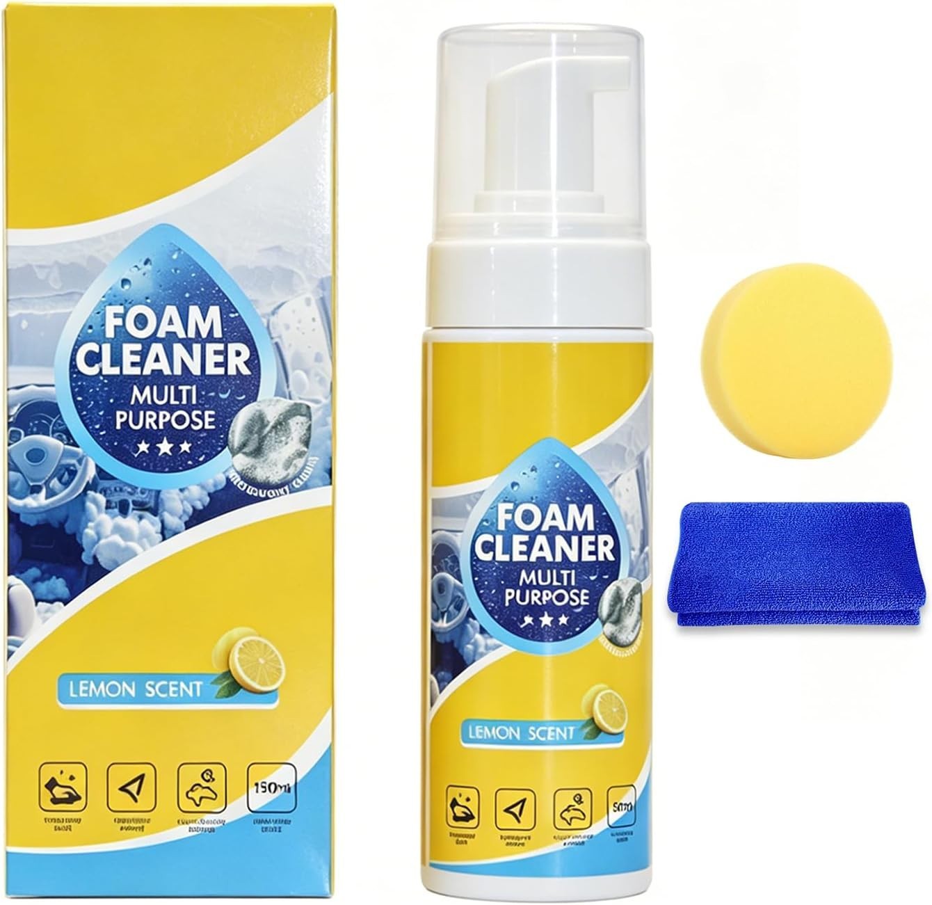 4-in-1 Multi-Enzyme Foam Cleaner, All-Purpose Spray 5oz with Sponge & Towel