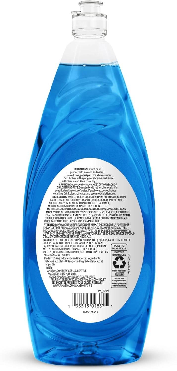 Amazon Basics Dish Soap, Fresh Scent, 50 fl oz, Pack of 1, Packaging May Vary