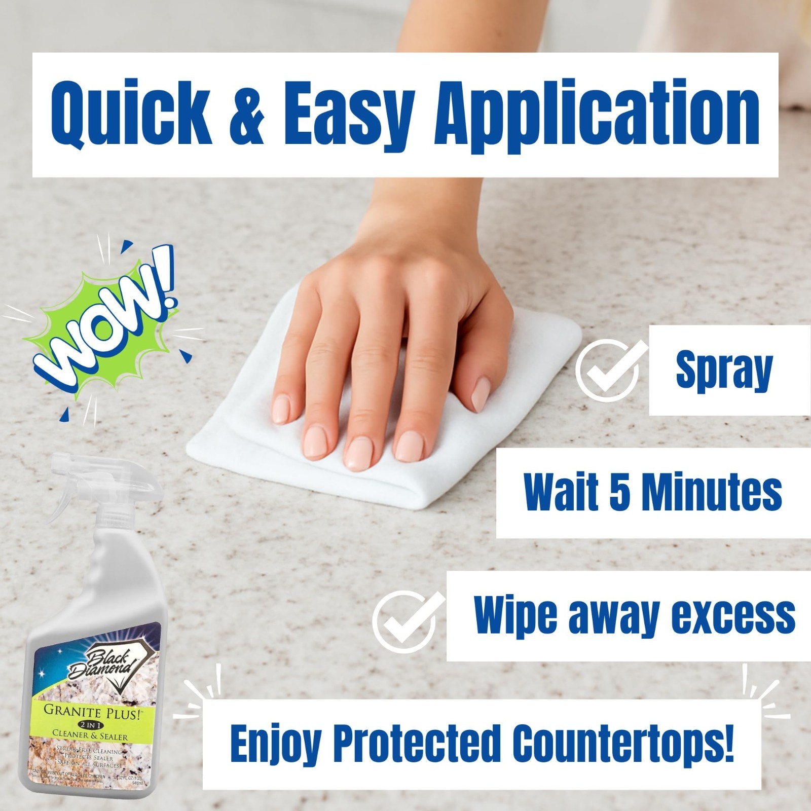2-in-1 Cleaner & Sealer for Granite & Quartz Counters, 1QT – Perfect for Home Us