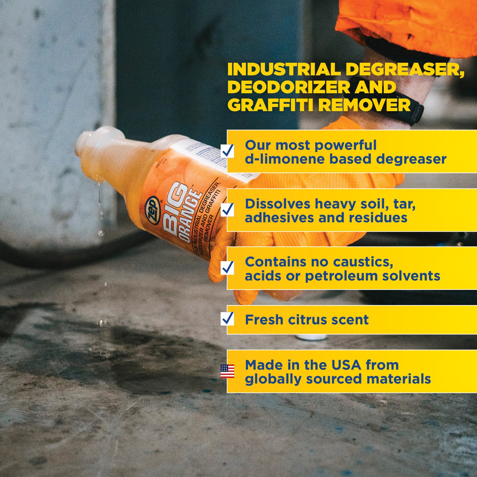 Zep Big Orange Liquid Citrus Solvent Degreaser – 32 oz (Case of 12) 41501