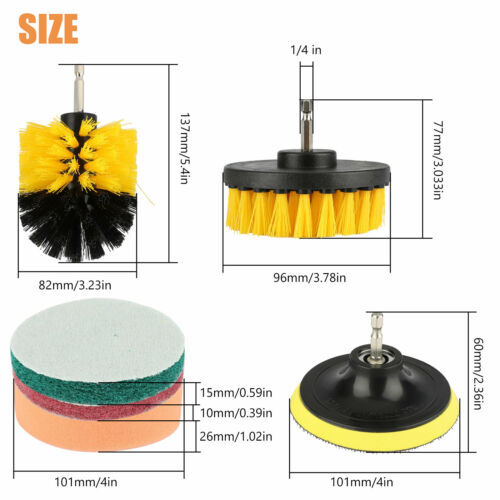 Drill Brush Attachments Set Scrub Pads Sponge Power Scrubber Wash Cleaning Kit