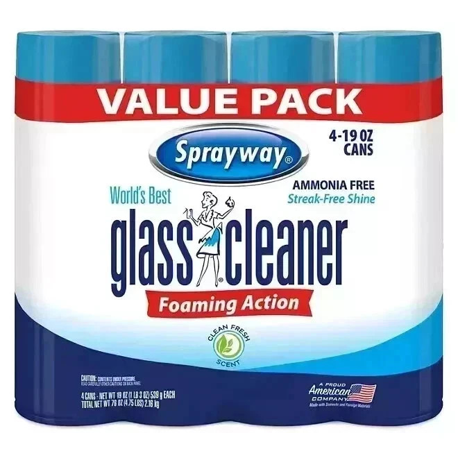 Sprayway Glass Cleaner 19 Ounce Pack of 4 Streak Free Shine free shipping
