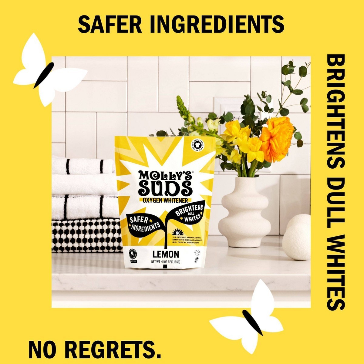 Molly’s Suds Oxygen Whitener – Lemon – 41oz: Bleach Alternative,Dye-Free
