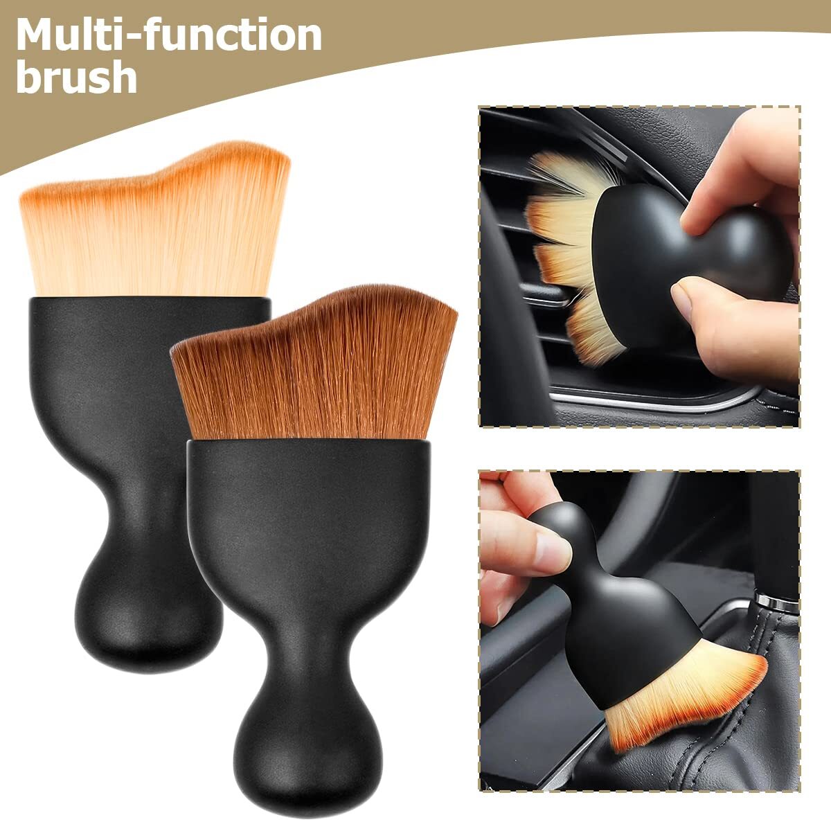 Car Interior Detailing Brush Auto Soft Hair Cleaning Brushes Curved Dirt Dust Co