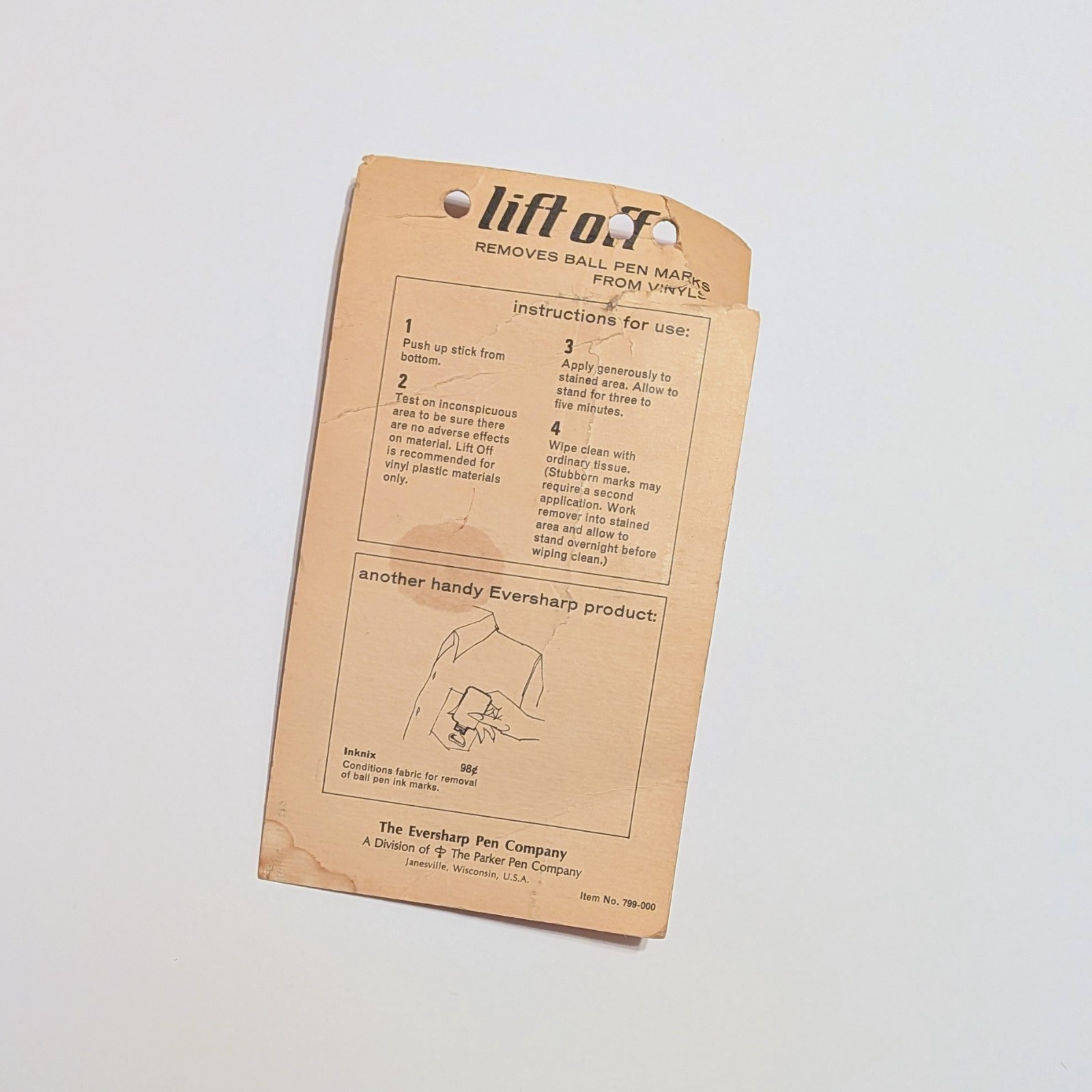 Vintage Lift Off Ball Pen Remover Stick .5 oz NEW IN PACKAGE Eversharp Pen Co.