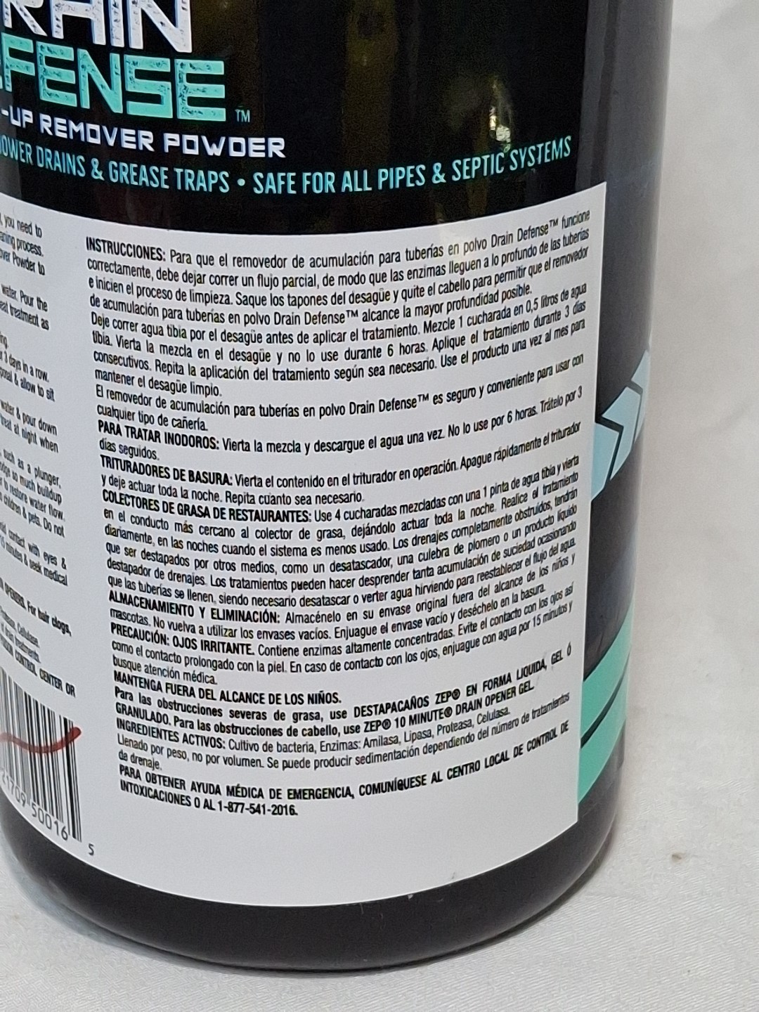 Zep DRAIN Defense Care Powder Build-Up Clog Remover Slow Disposals 18oz ZDC16