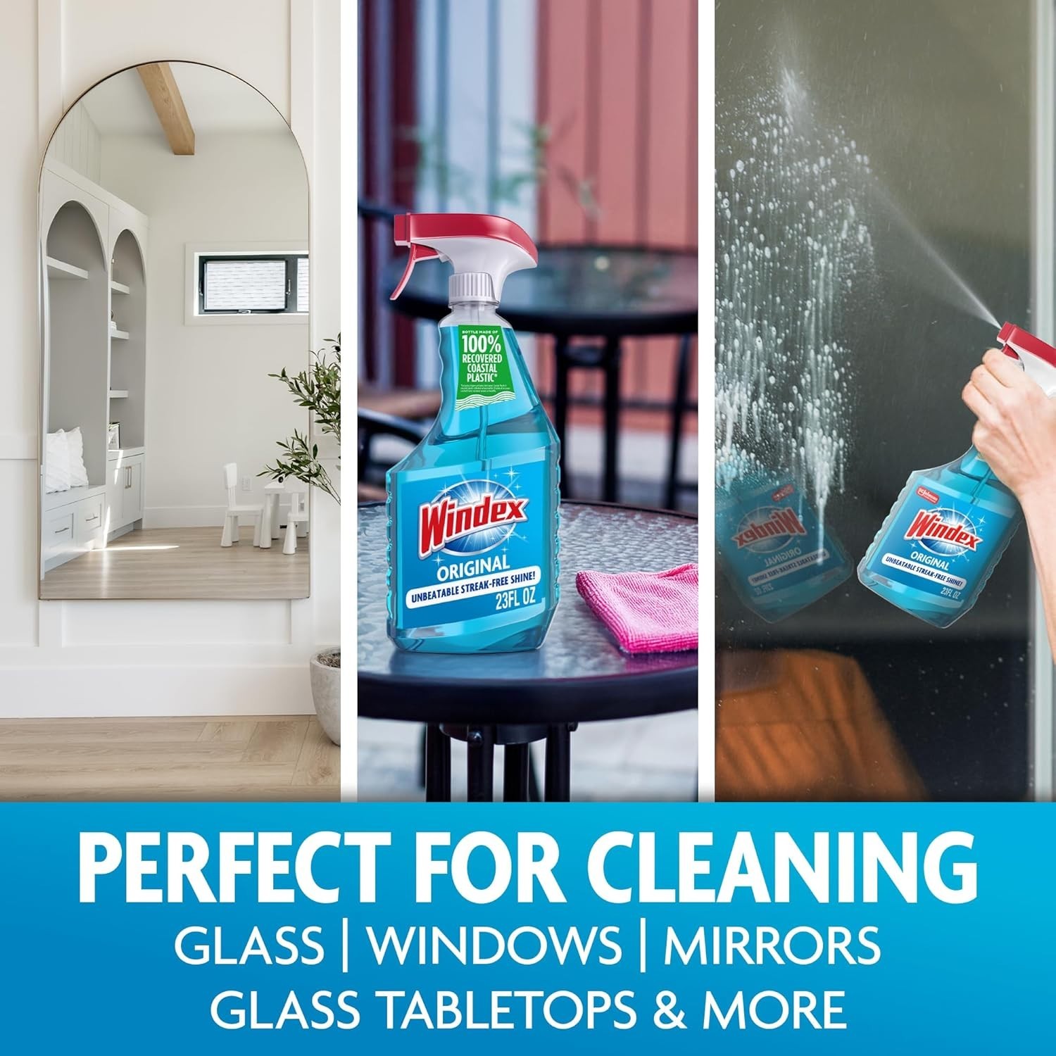Windex Glass and Window Cleaner Spray Bottle, Original Blue, 23 fl oz