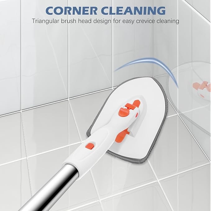 3in1 Shower Tile Tub Scrubber Brush with 52in Adjustable Handle 3 Replace Heads