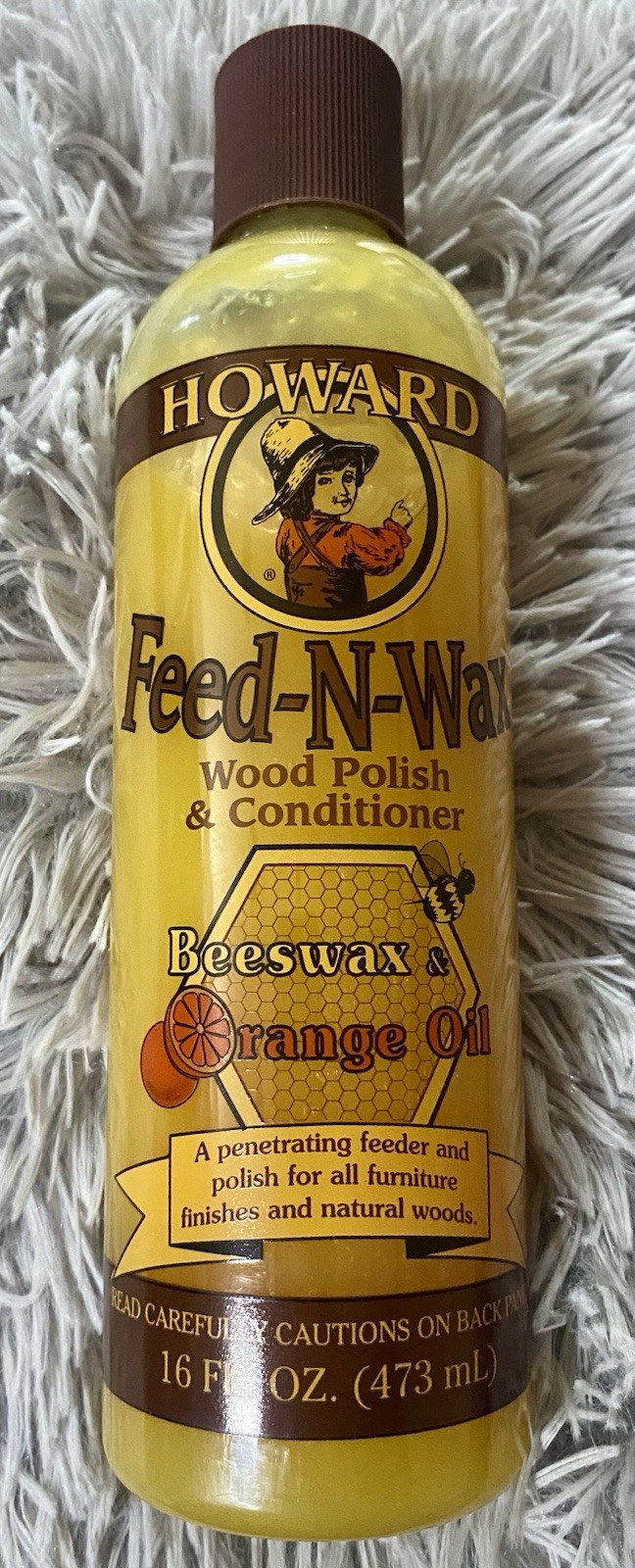 Howard Feed-N-Wax Wood Polish and Conditioner, 16 Fl Oz (Pack of 1), Orange