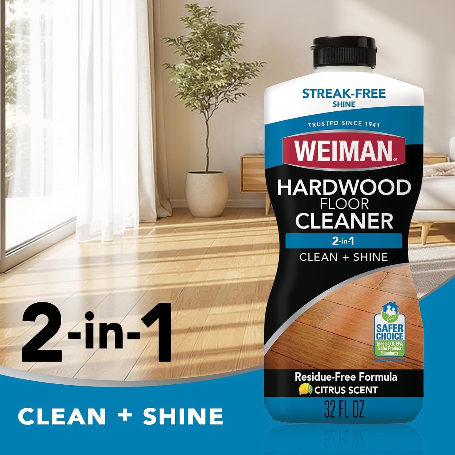 Weiman Professional Hardwood Floor Cleaner 32 Fl Oz Streak Free Plant Based