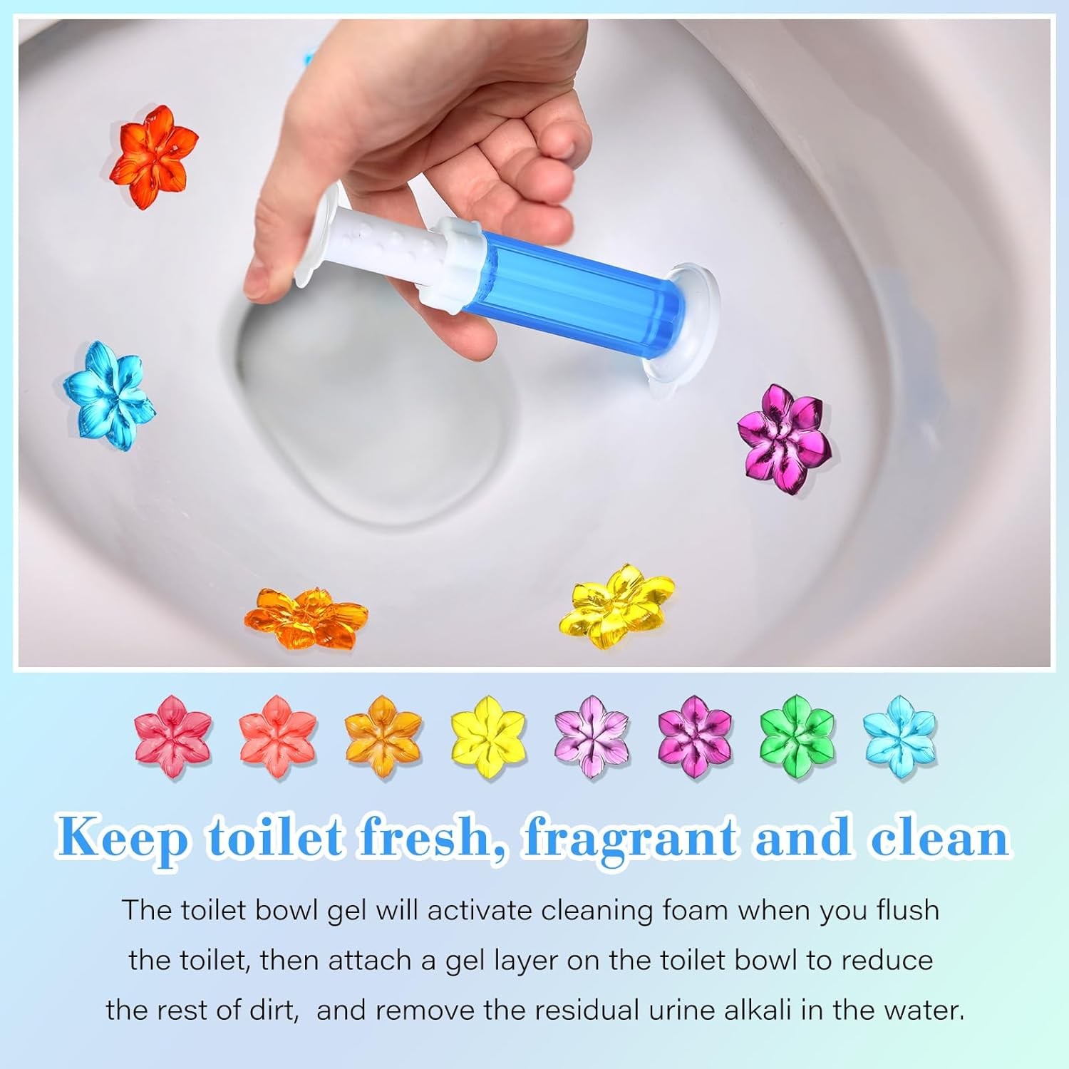 Toilet Bowl Gel Stamps 8 Pcs Flower Scented Cleaner Stain Remover Stickers