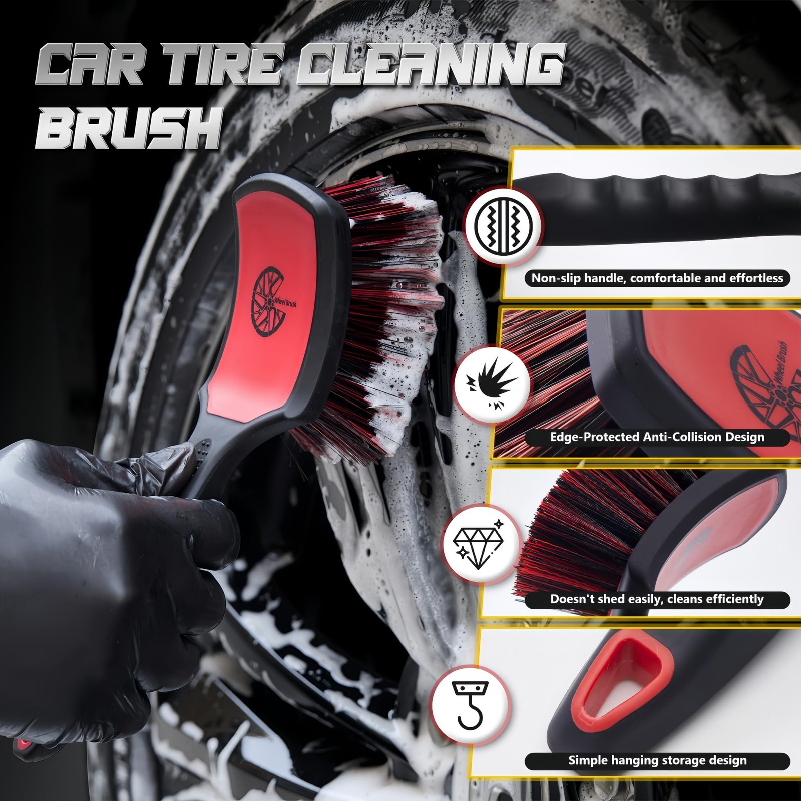 Car Wheel & Tire Brush Set – 2 Pack Soft & Stiff Brushes for ScratchFree