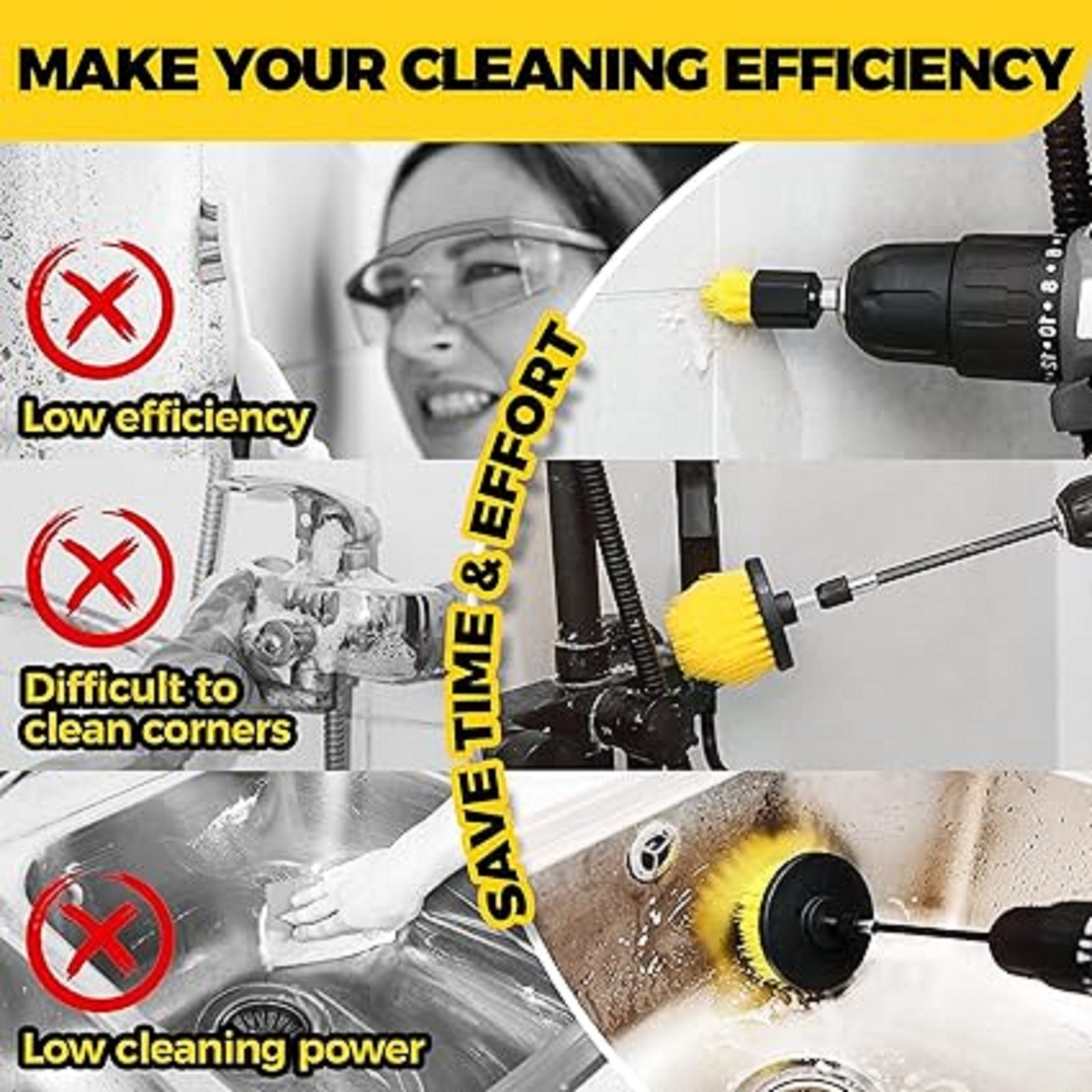 6-Pack Drill Brush Power Scrubber Kit for Grout, Tile, Floor, Shower & Kitchen
