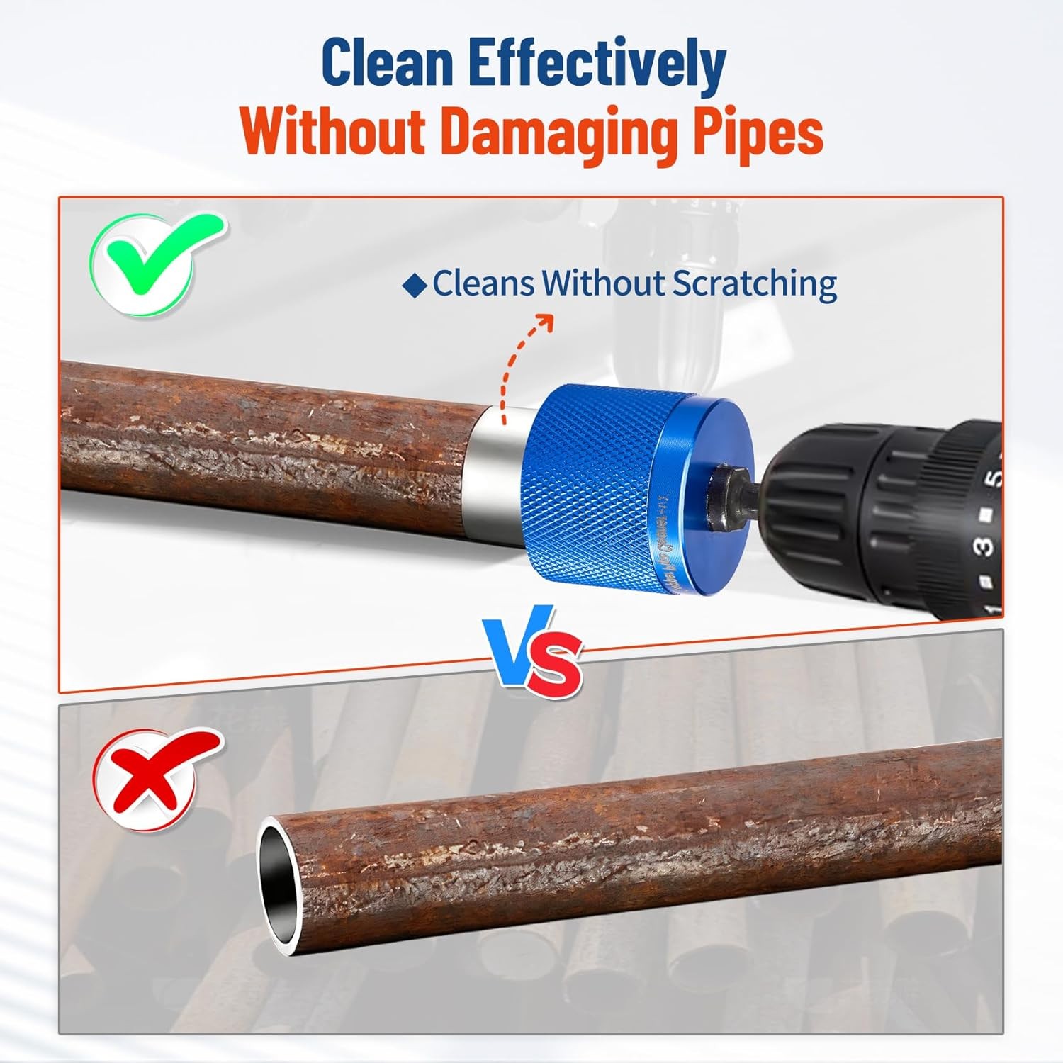2Pcs Metal Copper Pipe Cleaner 1/2″ & 3/4″ Full Copper Tube Cleaning Brush USA