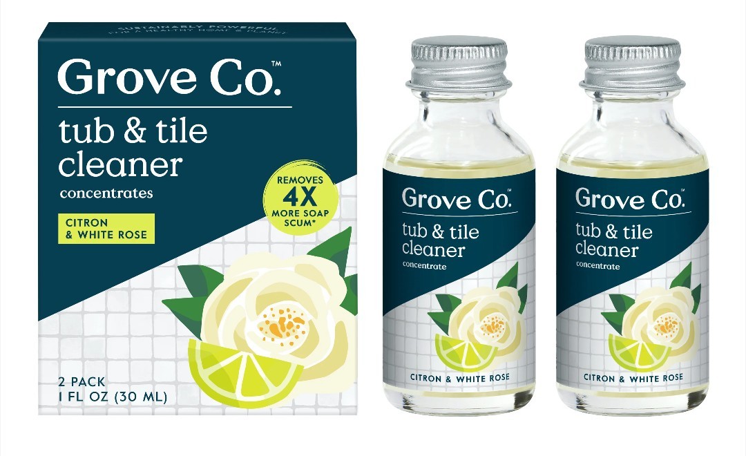 🆕 Grove Co. Tub & Tile Cleaner Concentrate Citron & White Rose 2 Pack 4 Bottles