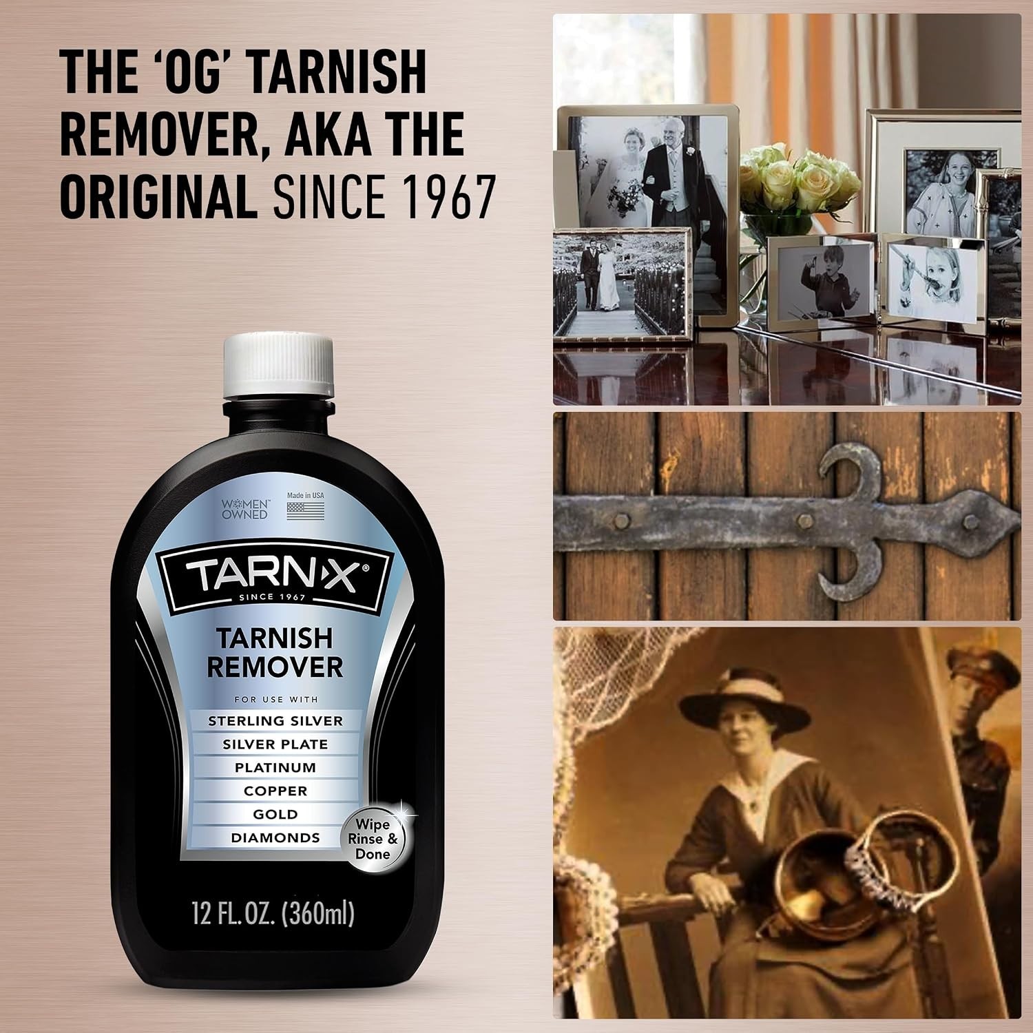Tarn-X Tarnish Remover 12oz Silver Gold Jewelry Cleaner Wipe & Rinse NEW