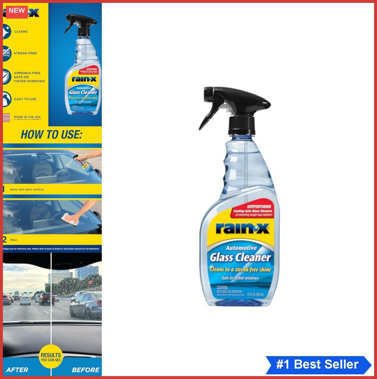 Auto Glass Cleaner Concentrated 23 oz Streak Free Formula Tinted Windows