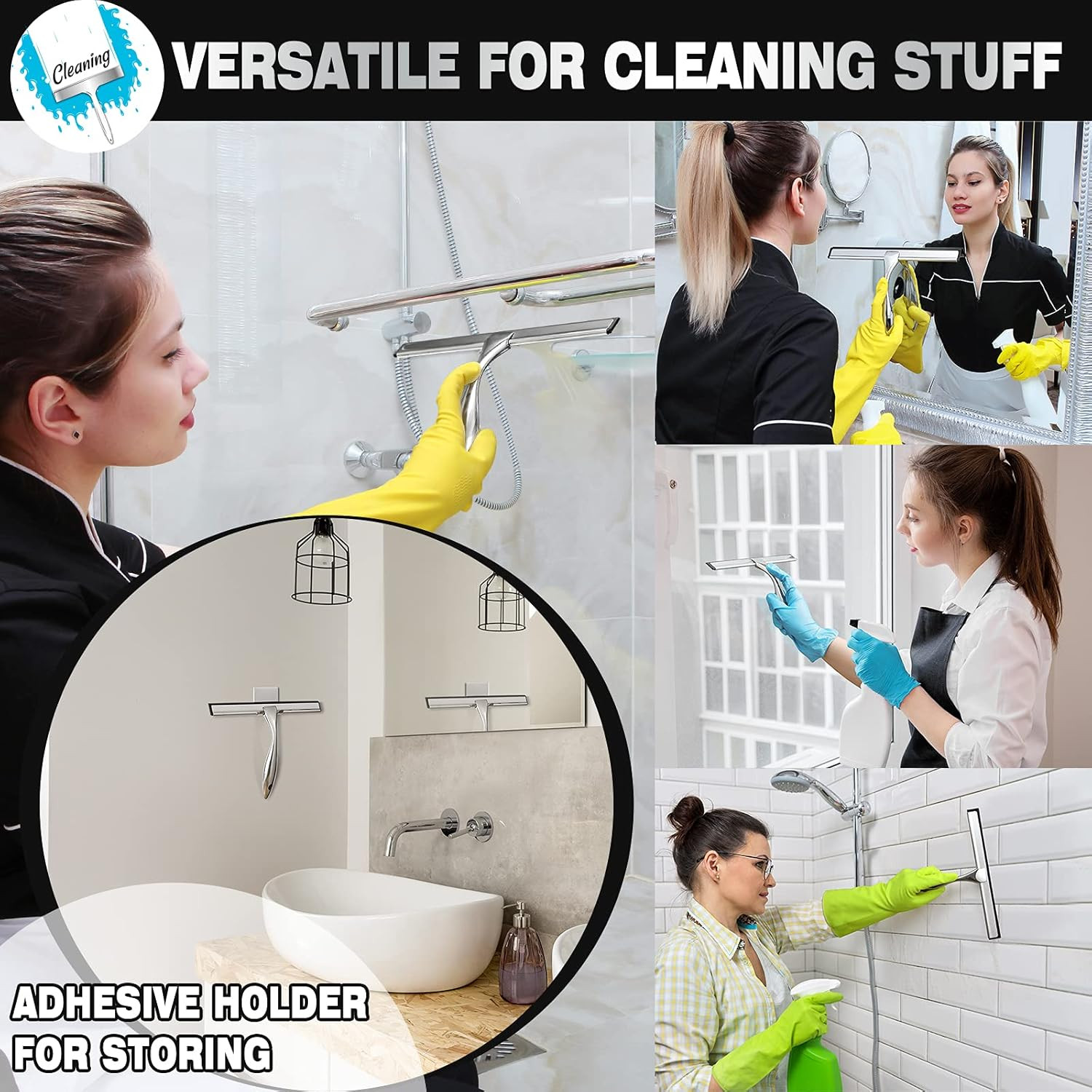 10″ Stainless Steel Shower Squeegee Streak Free Window Glass Mirror Cleaner