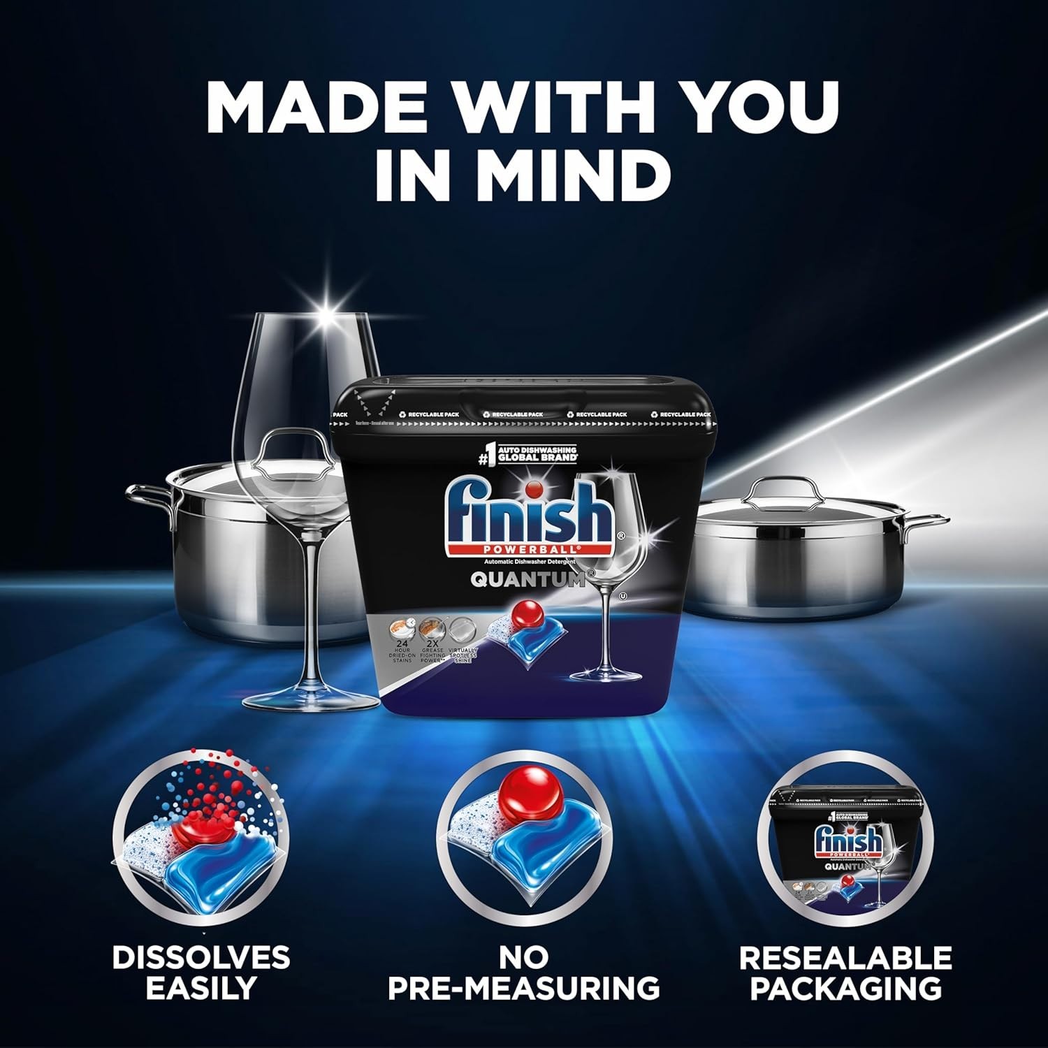 Dishwasher Pods, No Pre-Rinse Detergent, Tough on 24hr Dried Stains & Grease, 84