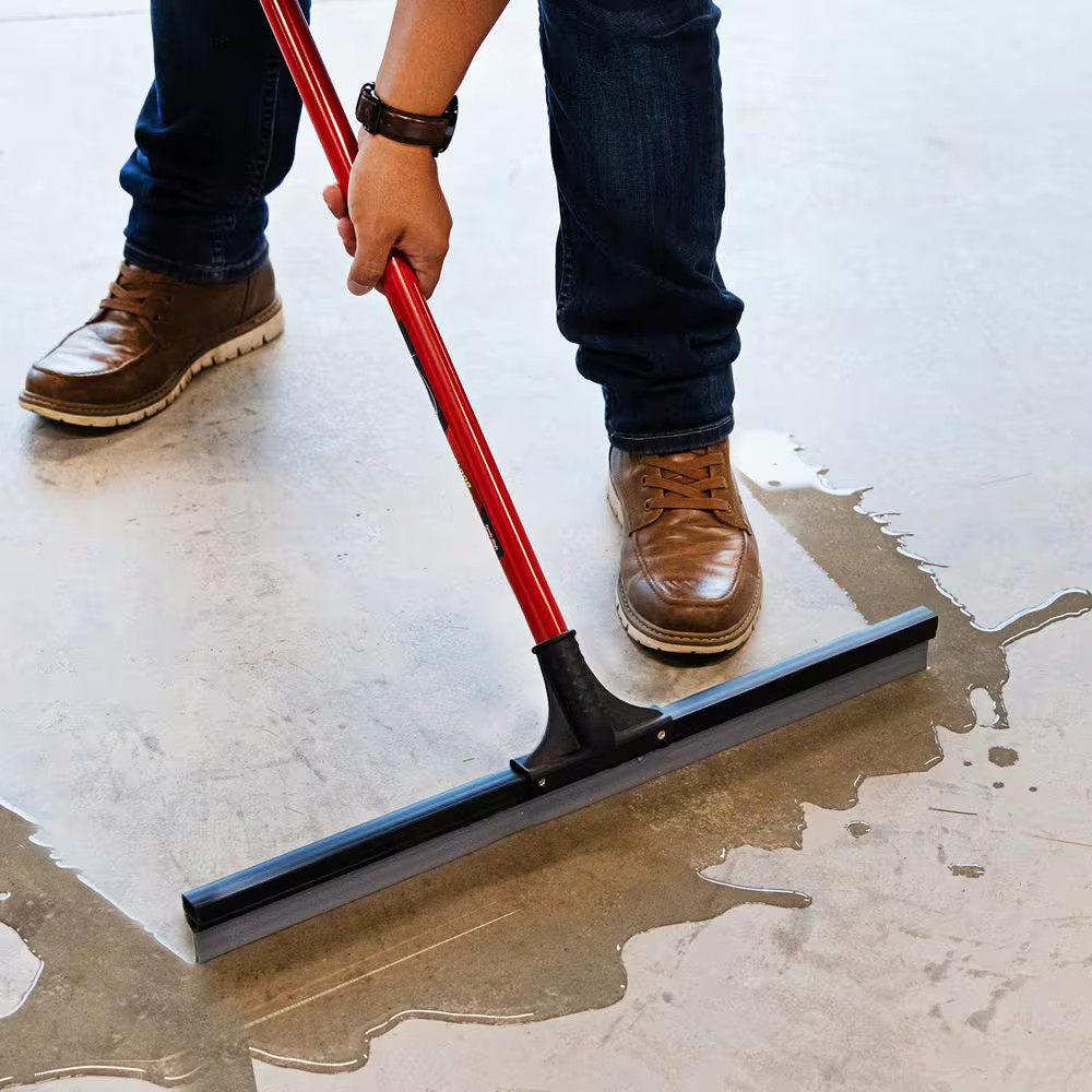 24 In. PVC High Power Multi-Surface Rubber Floor Squeegee with 60 In. Steel Hand