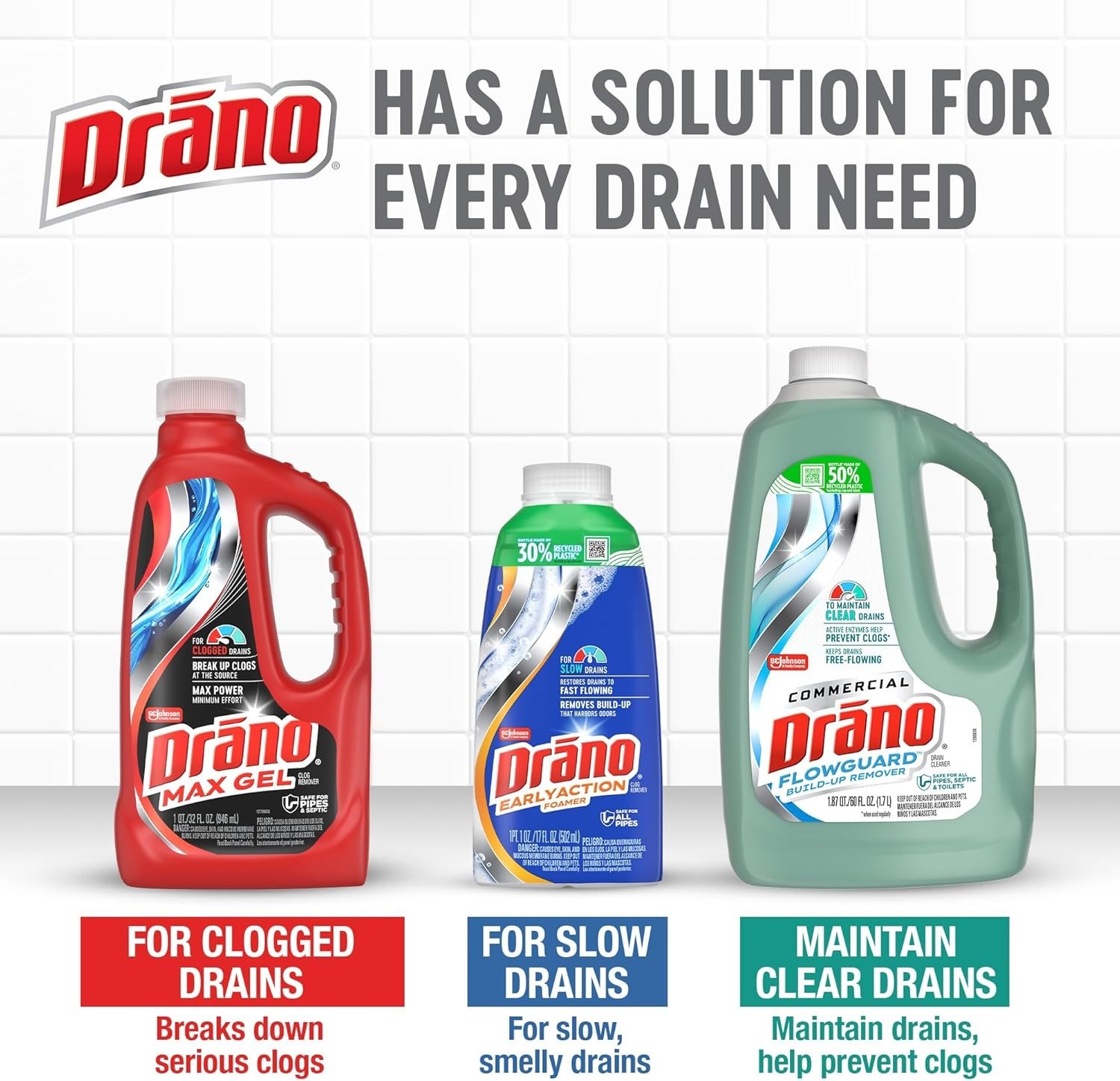 Drano Dual-Force Foamer Drain Clog Remover and Cleaner for Shower or Sink Drains
