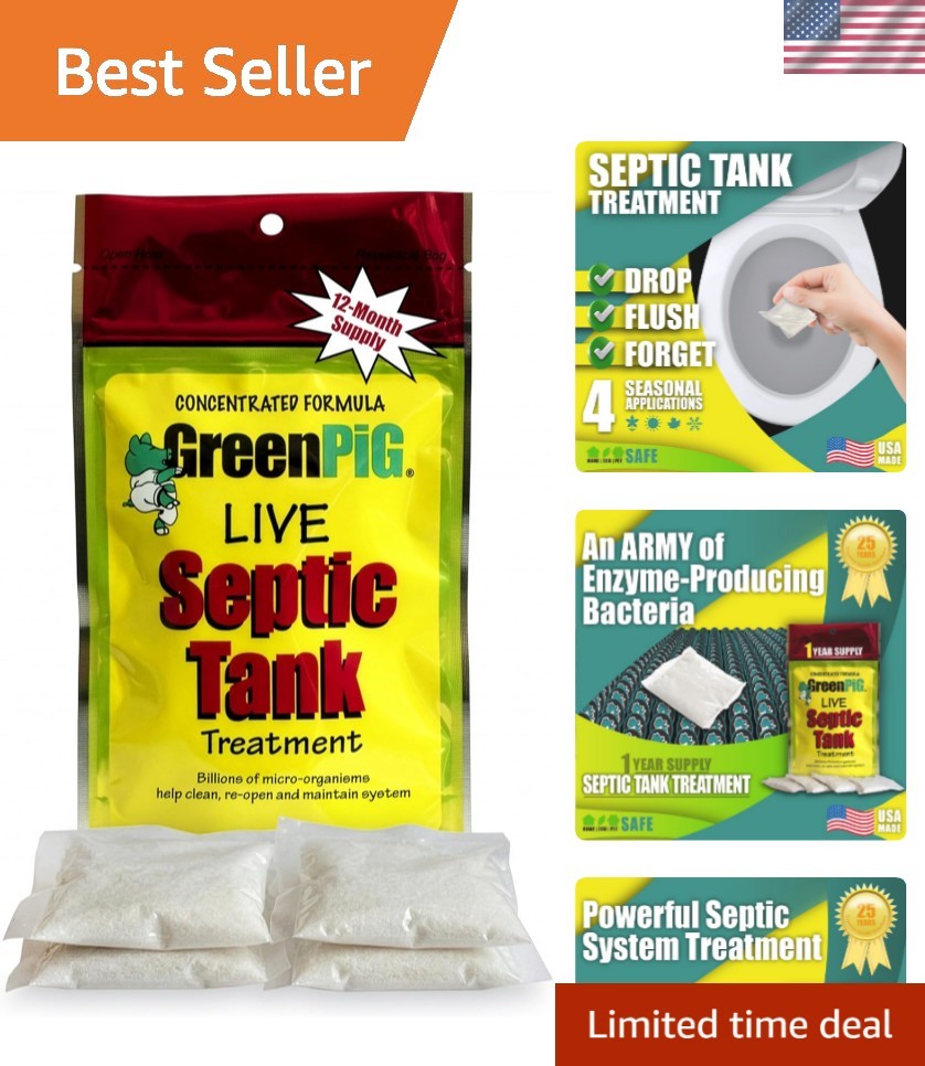 Septic Tank Treatment Packets – Septic-Safe Enzyme Treatment for Preventative…