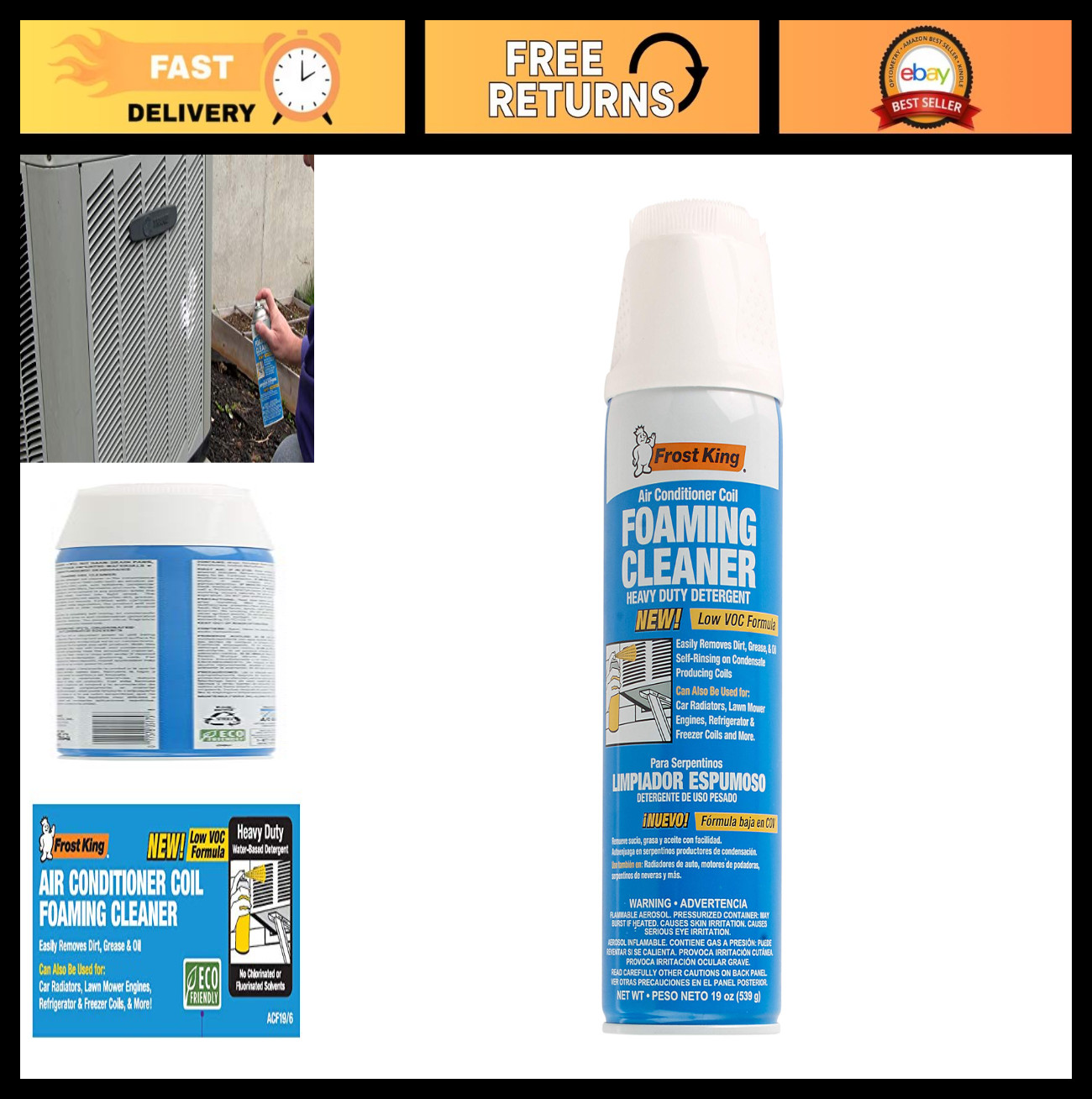 Foam Coil Cleaner – 19 Oz, 1.18 lb – HVAC Maintenance, Air Conditioner Cleaner