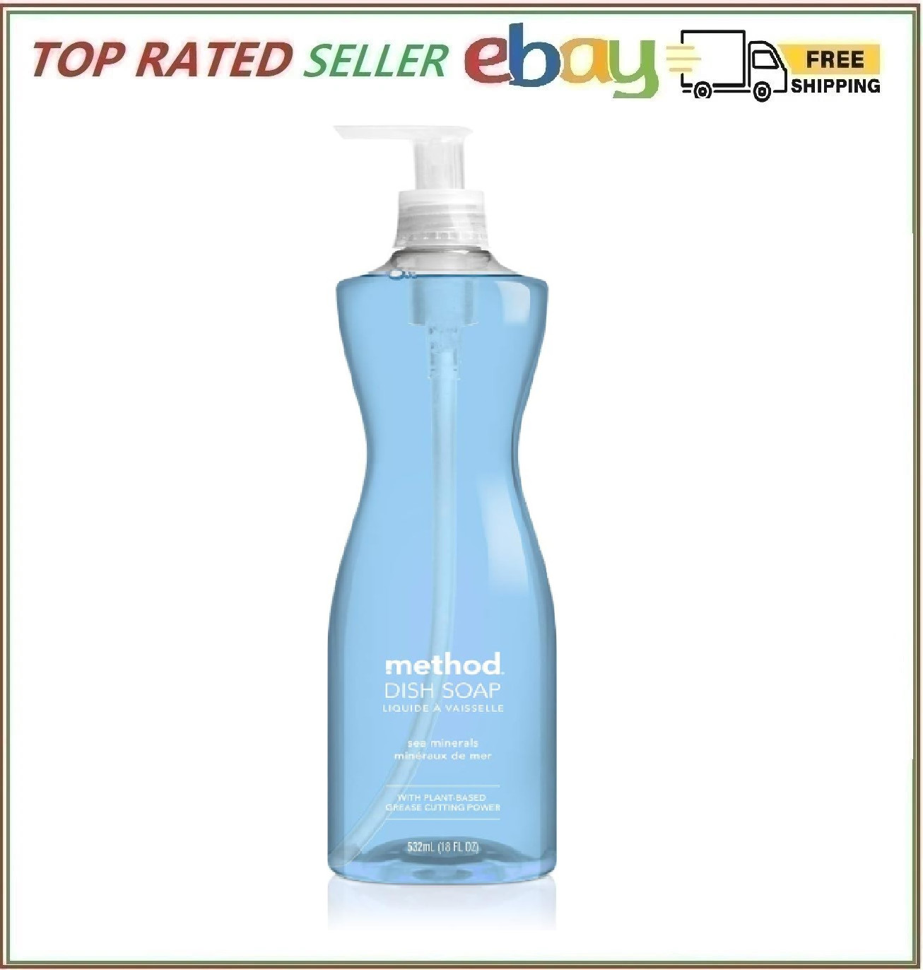 Method Dish Soap, Sea Minerals, Tough on Grease, 18 Fl Oz (Pack of 1)