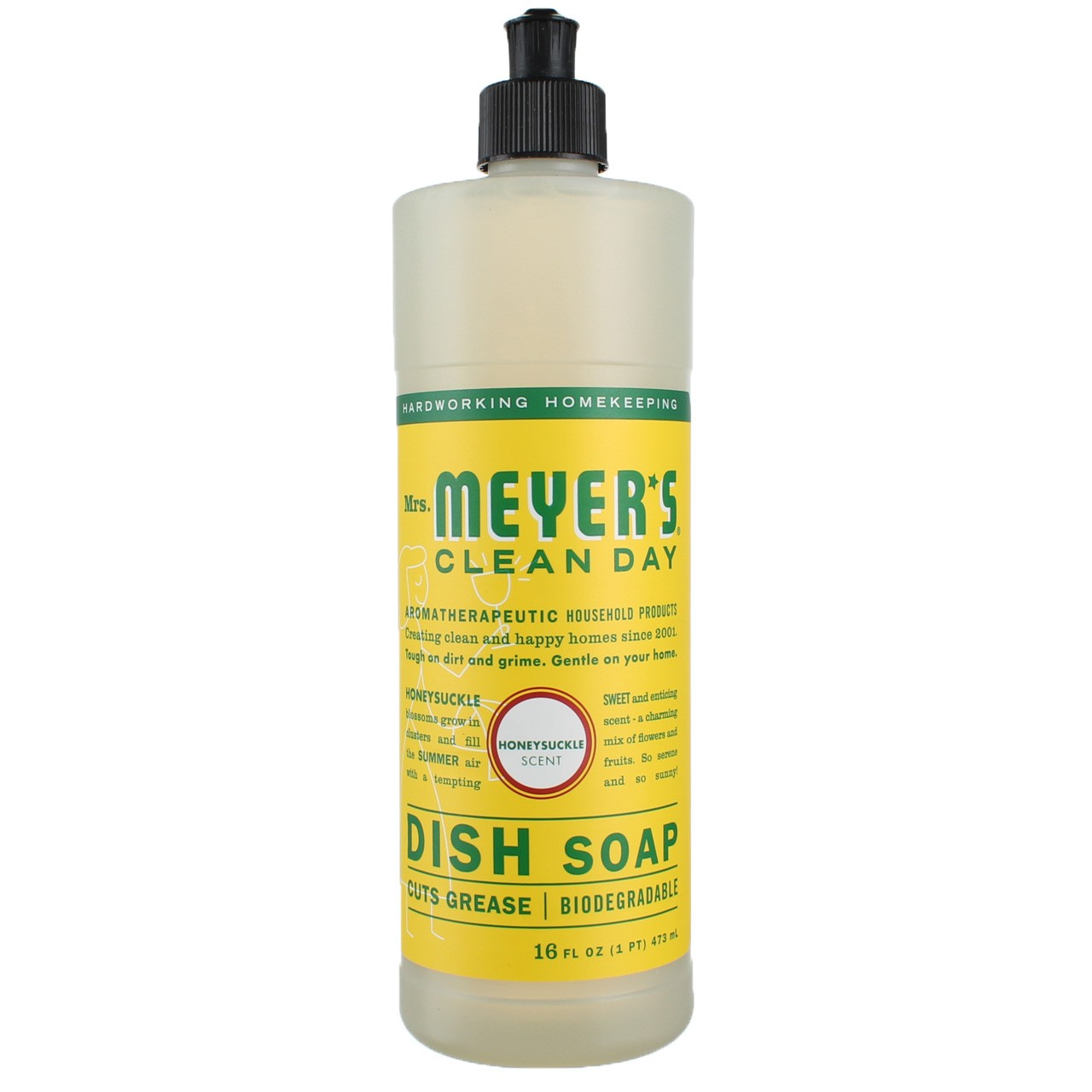 3 Pack Mrs. Meyer’s Clean Day Dish Soap Liquid, Honeysuckle, 16 fl oz