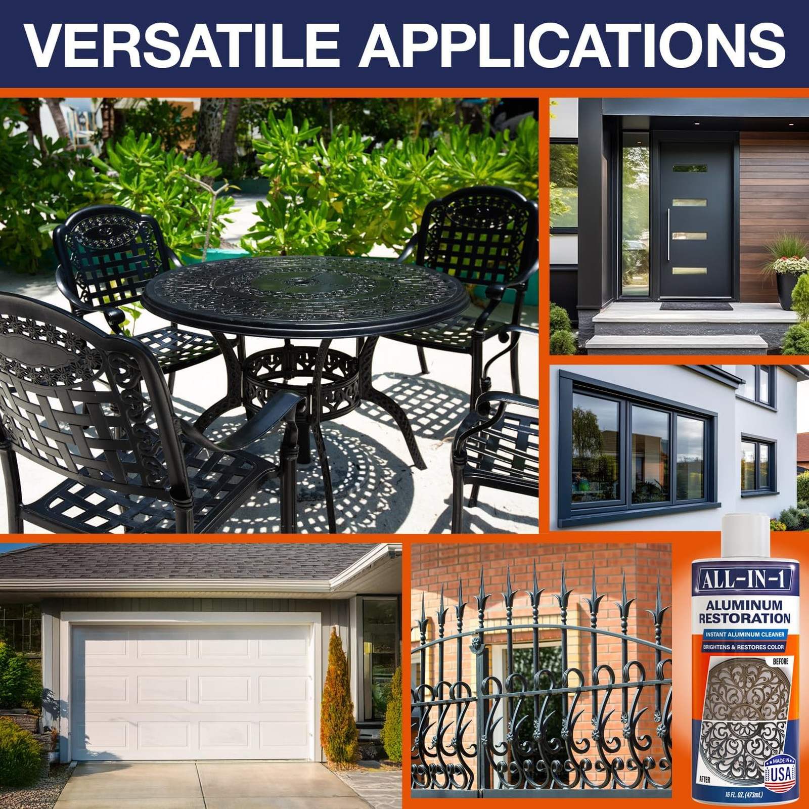 Aluminum Cleaner Restorer Solution 16 oz Made in USA Faded Metal Patio Furniture
